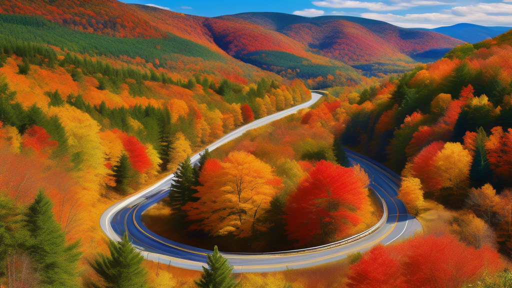 Here is a possible DALL-E prompt for an image related to the article title Exploring the Scenic Byways of New Hampshire:
A panoramic landscape view of a winding two-lane road cutting through lush gre