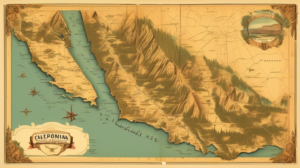Here is a potential DALL-E prompt for an image related to the article title Exploring the Golden State: A Detailed Map of California:

A large, highly detailed vintage-style map of the state of Califo