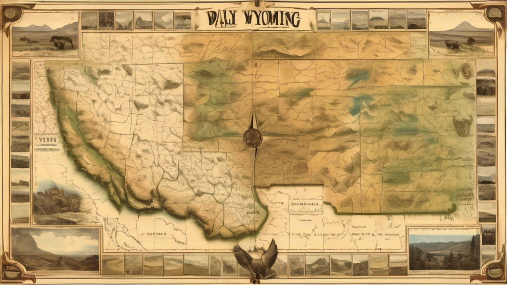 Here's a potential DALL-E prompt for an image related to the article title Exploring the Vast Landscapes of Wyoming: A Cartographic Journey:

A highly detailed antique-style cartographic map of Wyomin