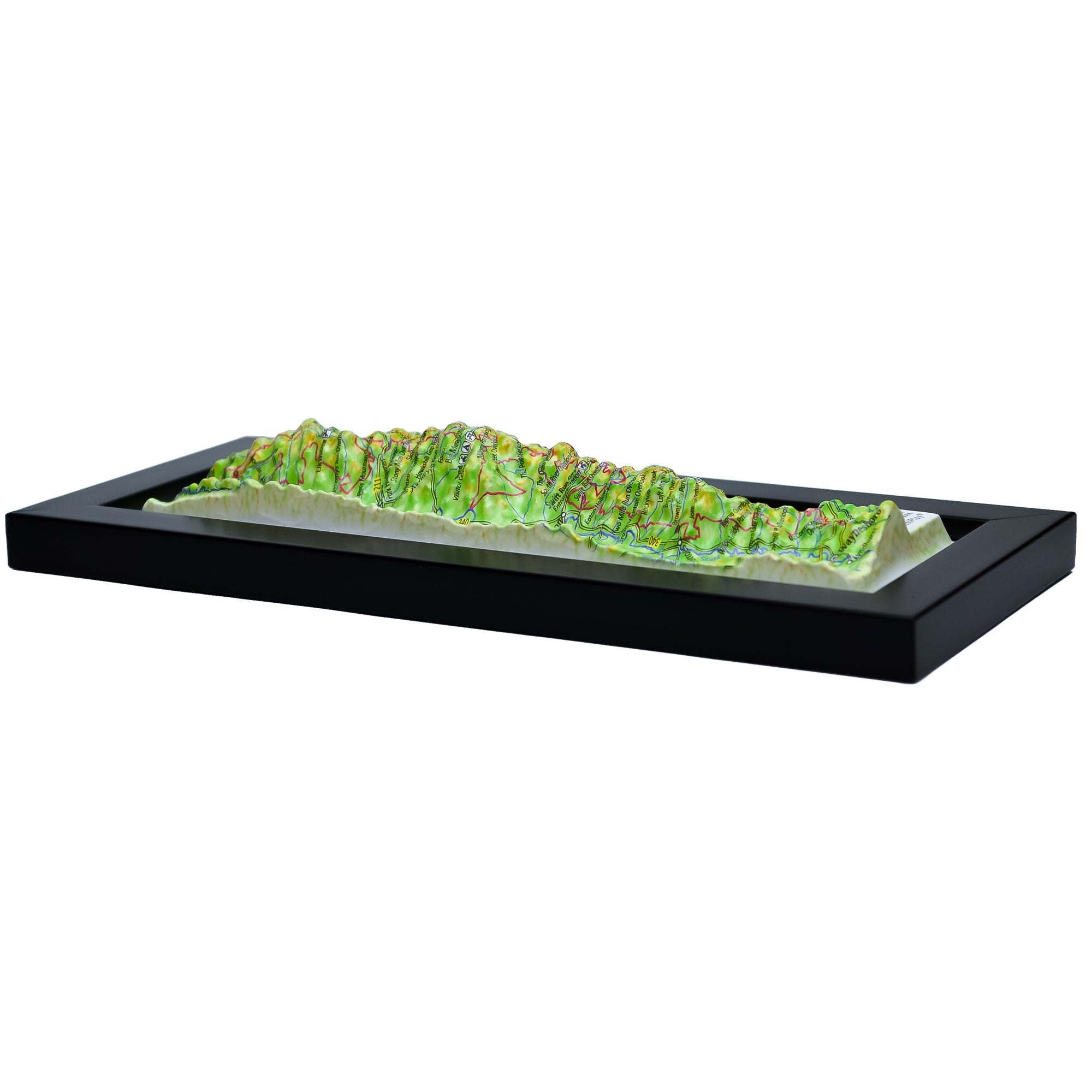 TestPlayNA 3D raised relief map of Shenandoah National Park showing the Blue Ridge Mountains and Skyline Drive