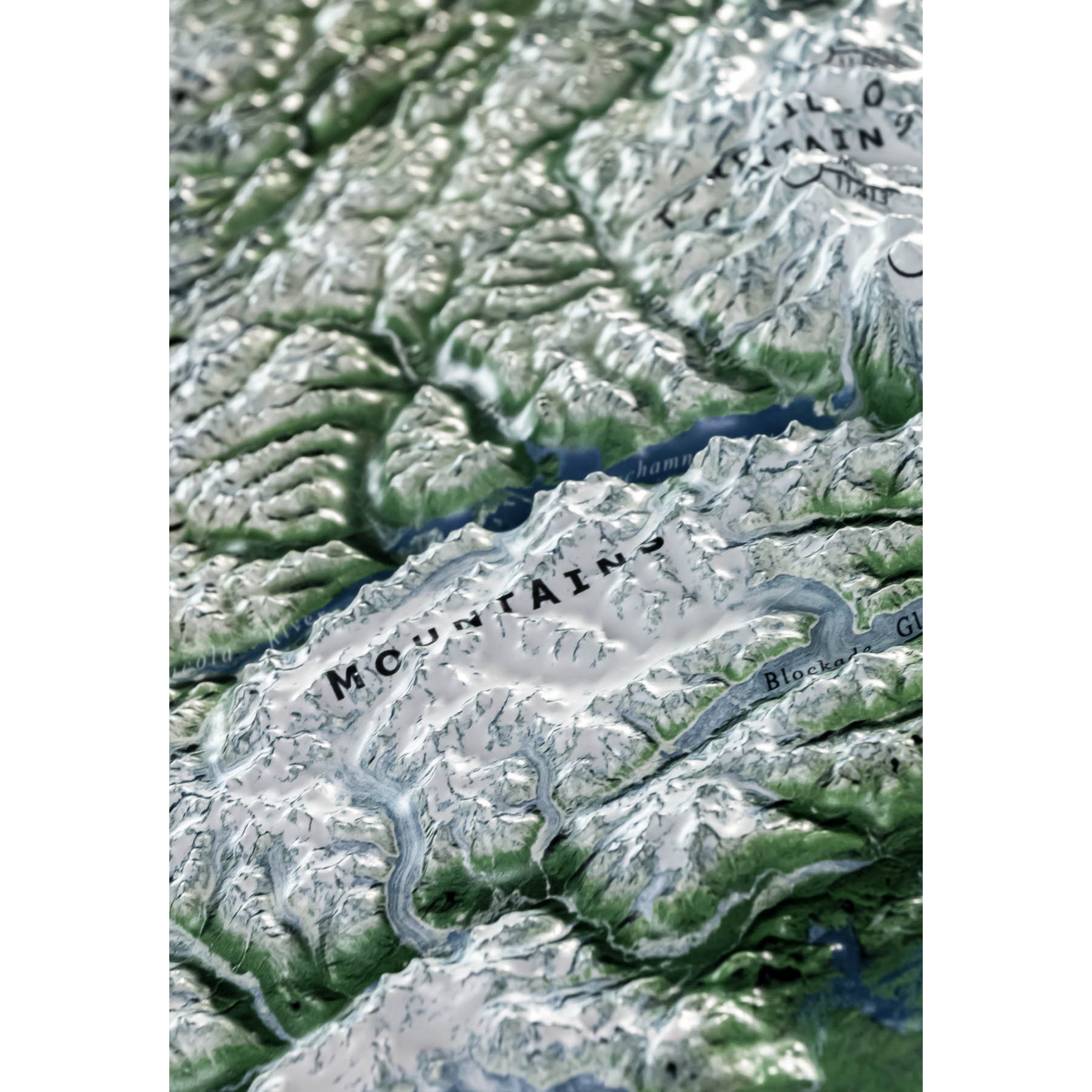 Anchorage & Alaska Range Satellite Image Three Dimensional 3D Raised Relief Map