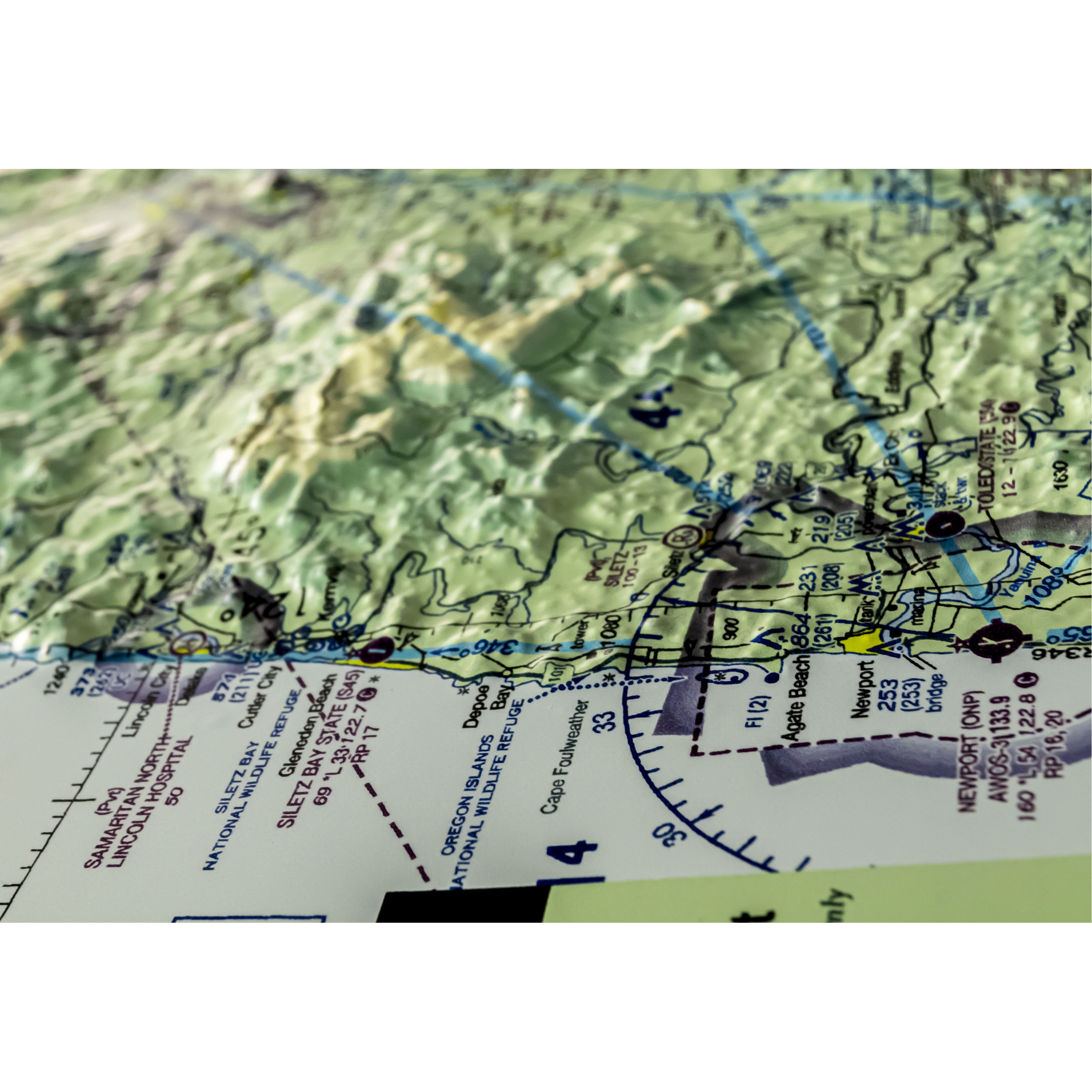 Portland Aerochart Three Dimensional 3D Raised Relief Map
