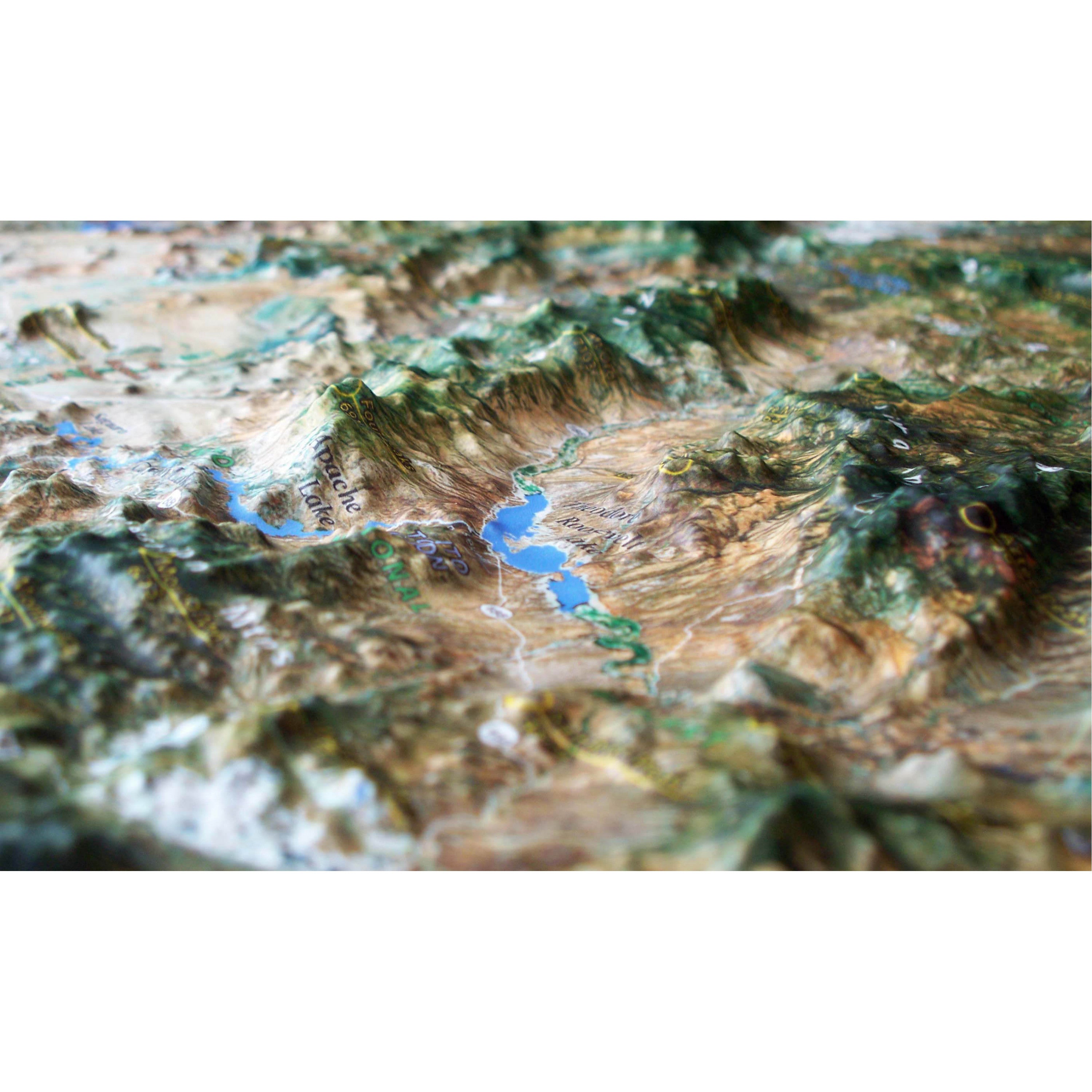 Phoenix South Central Arizona Satellite Image Three Dimensional 3D Raised Relief Map