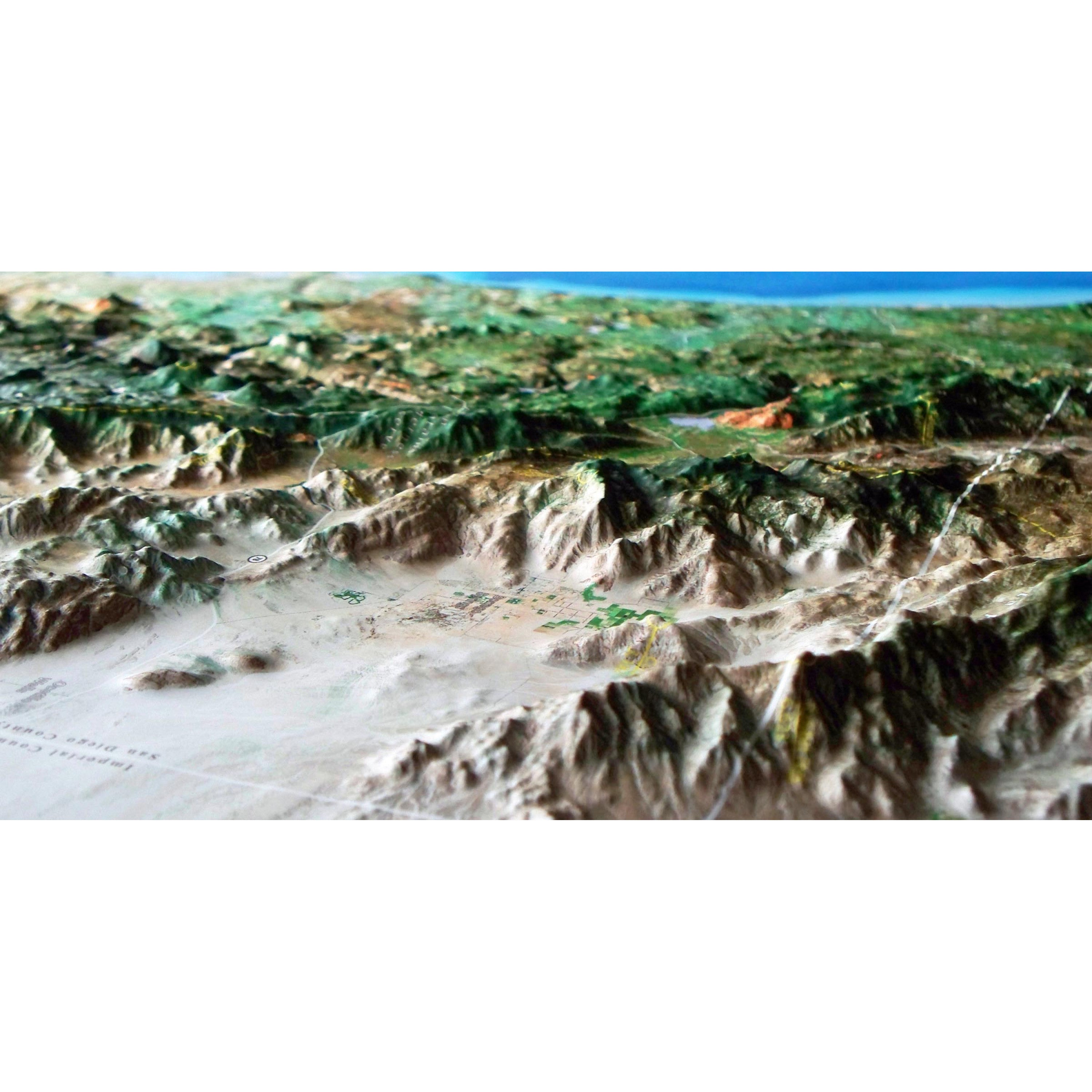 San Diego County Satellite Image Three Dimensional 3D Raised Relief Map