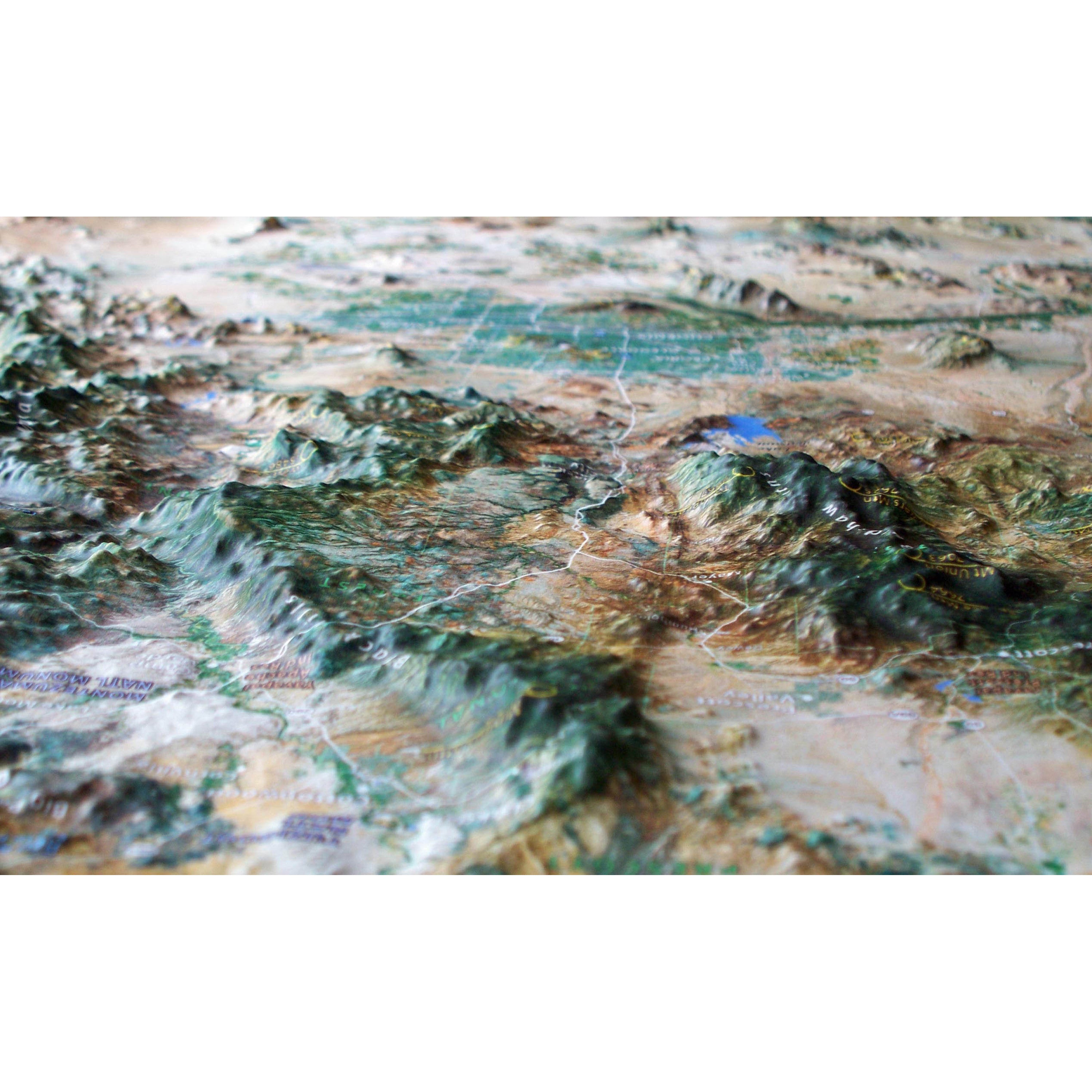 Phoenix South Central Arizona Satellite Image Three Dimensional 3D Raised Relief Map