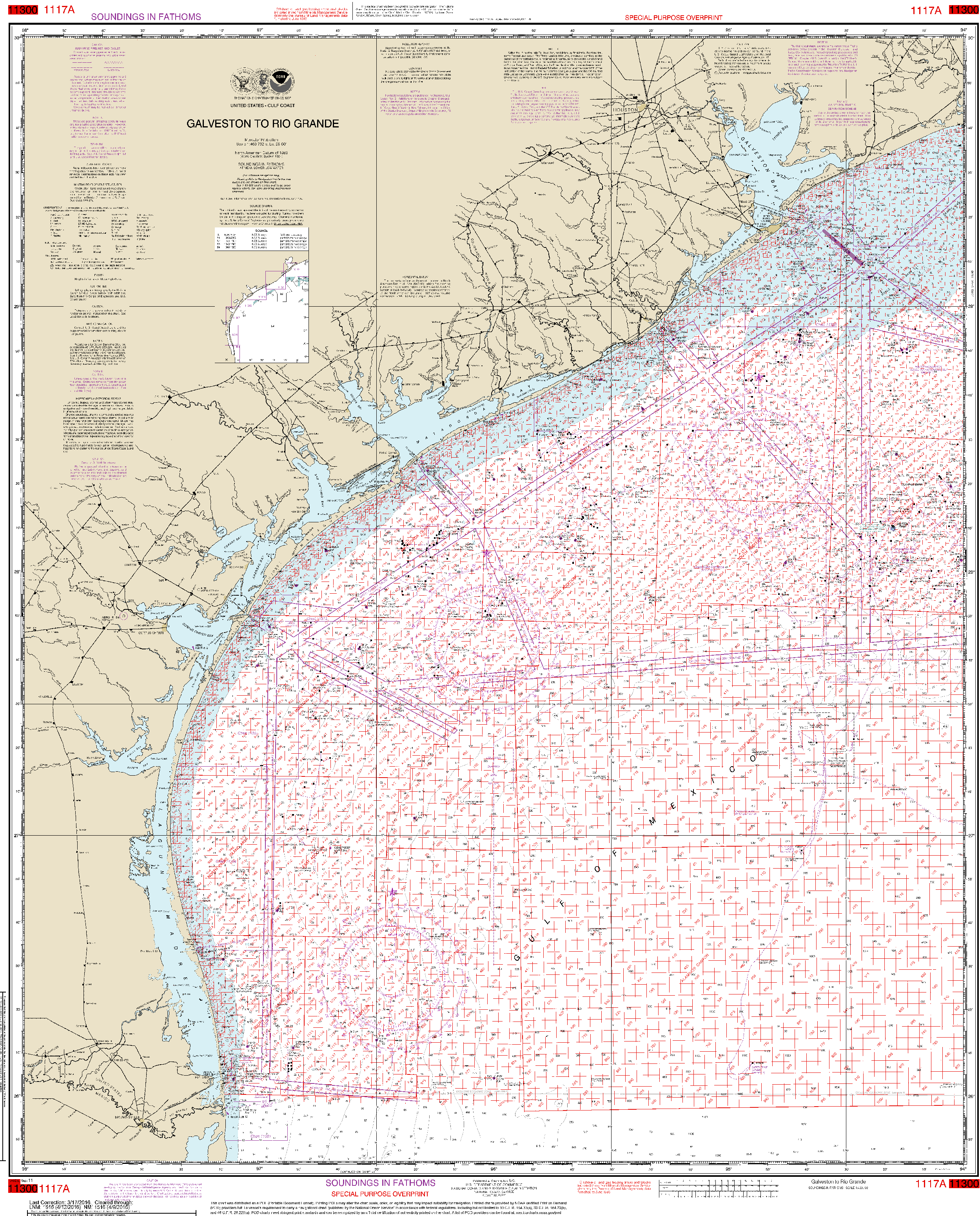 NOAA Nautical Chart 1117A: Galveston to Rio Grande (Oil and Gas Leasing Areas)