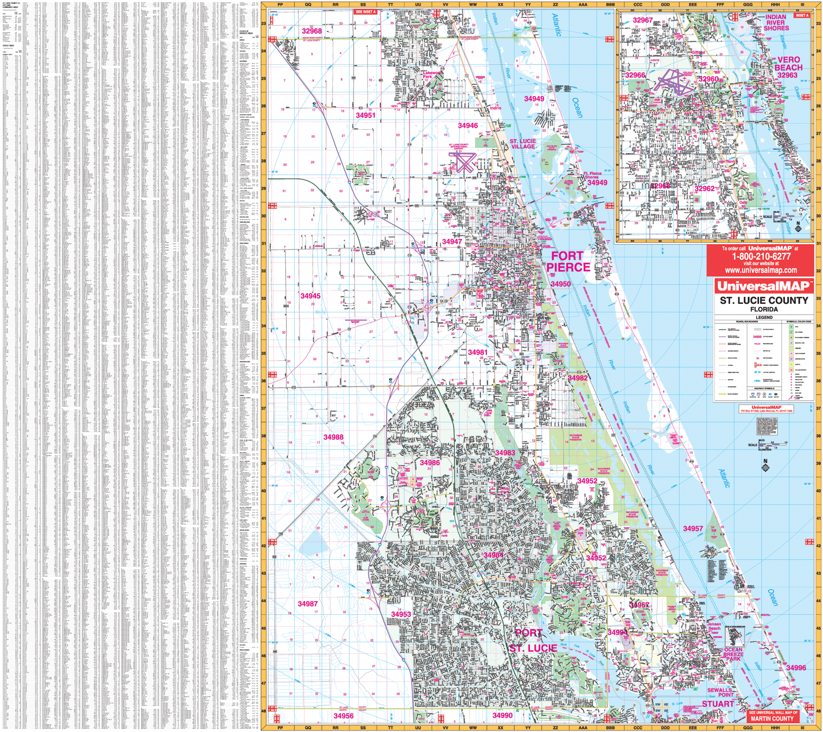 St Lucie Co Ft Pierce Port St Lucie, Fl Wall Map - Large Laminated