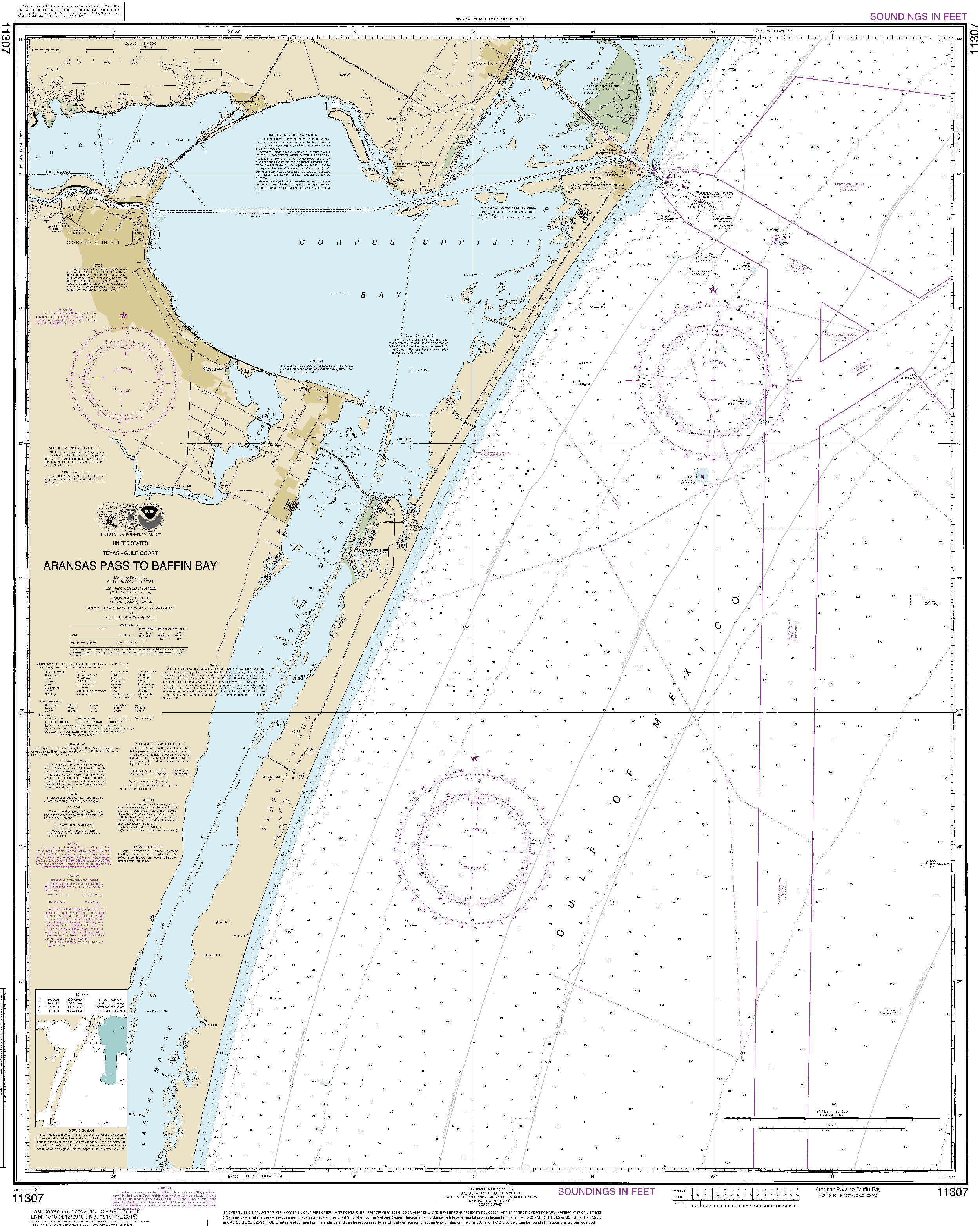 NOAA Nautical Chart 11307: Aransas Pass to Baffin Bay