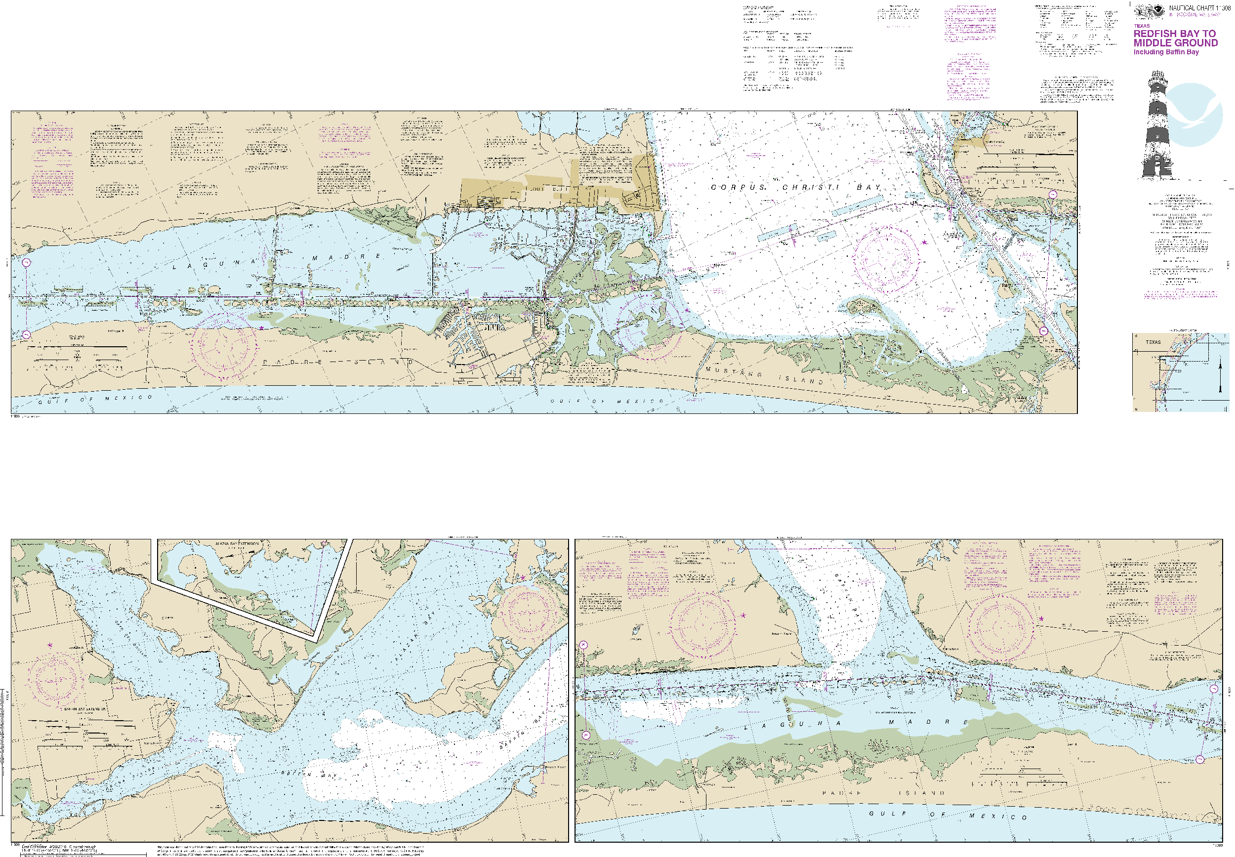 NOAA Nautical Chart 11308: Intracoastal Waterway Redfish Bay to Middle Ground