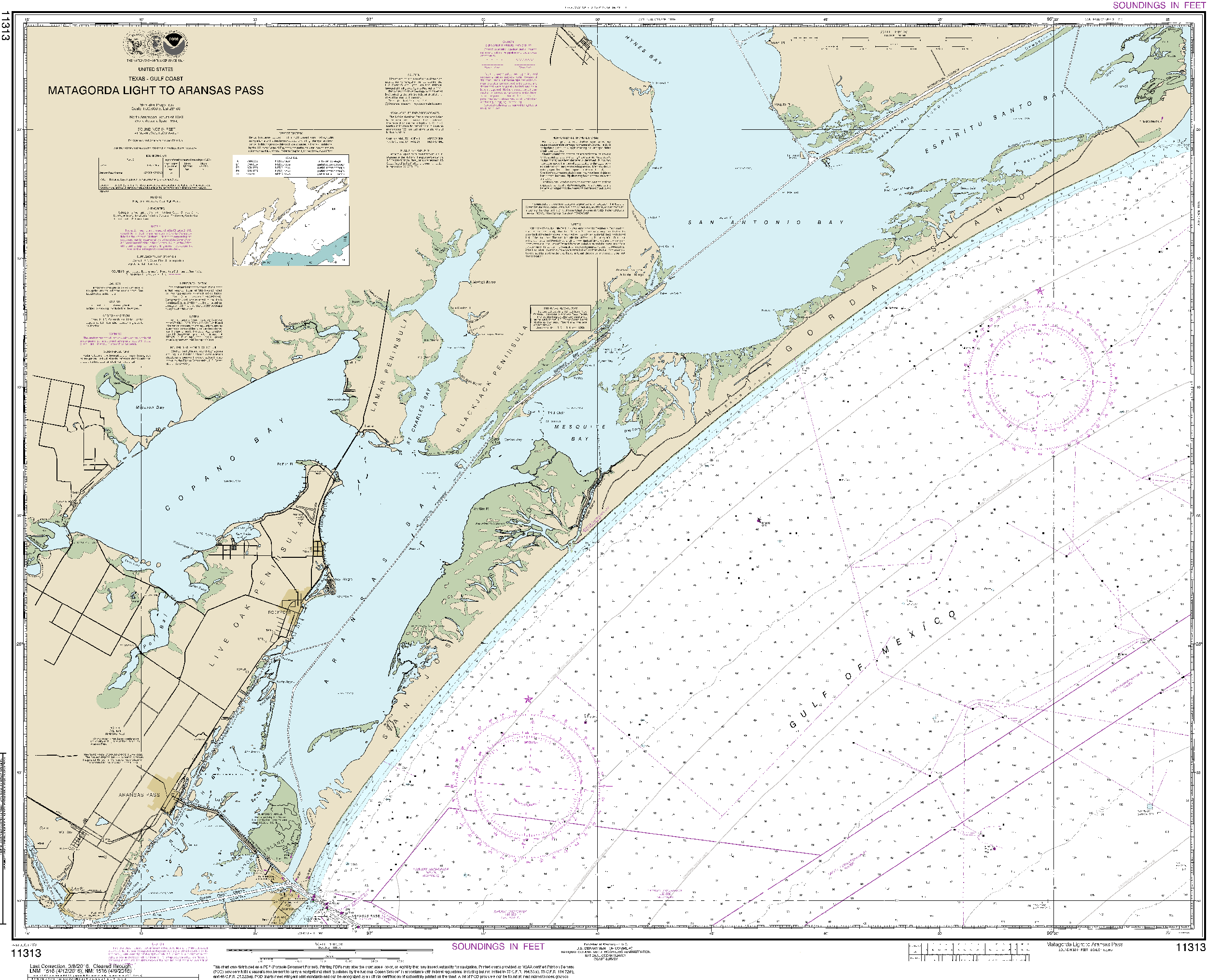 NOAA Nautical Chart 11313: Matagorda Light to Aransas Pass