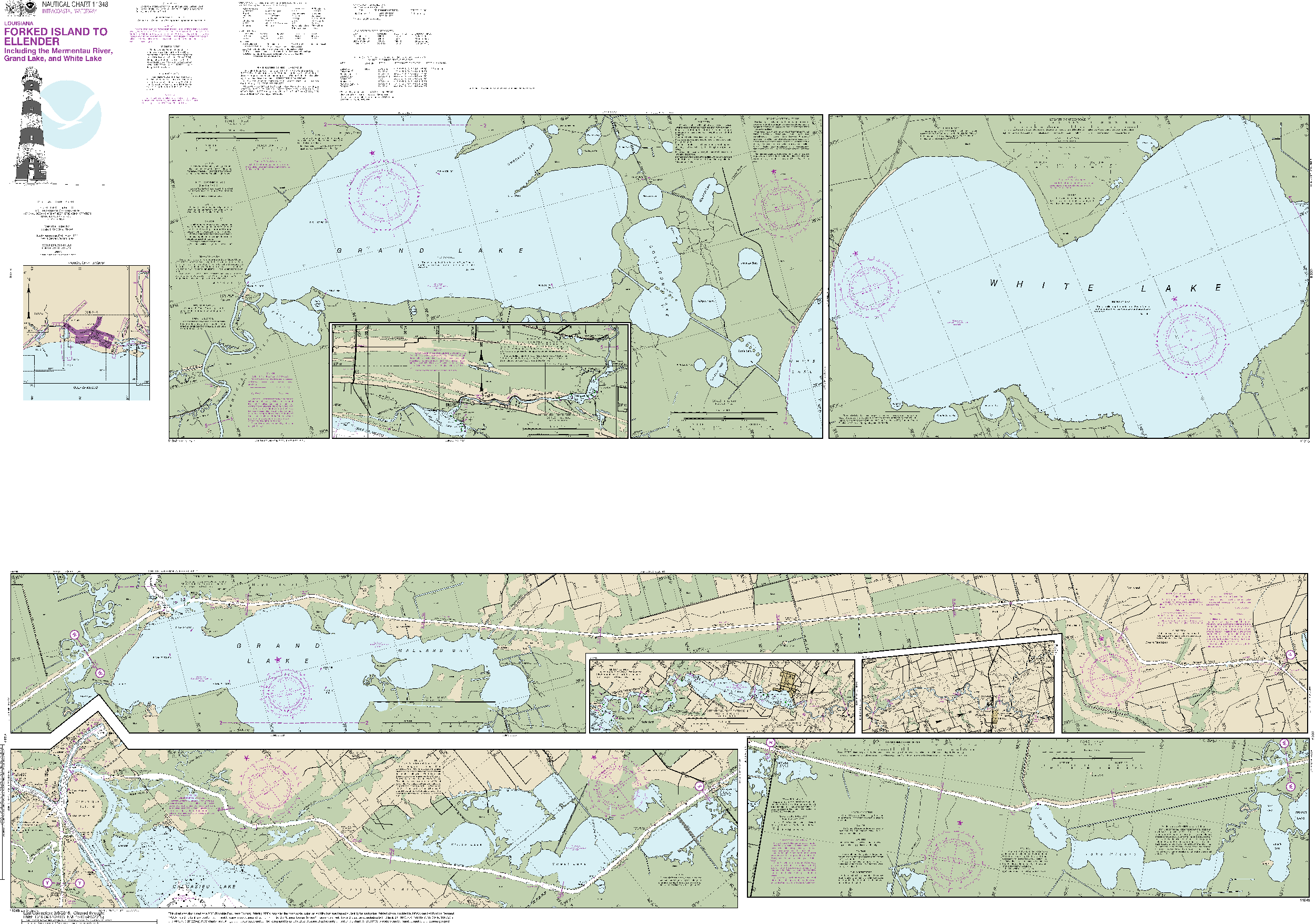 NOAA Nautical Chart 11348: Intracoastal Waterway Forked Island to Ellender, including the Mermantau River, Grand Lake and White Lake