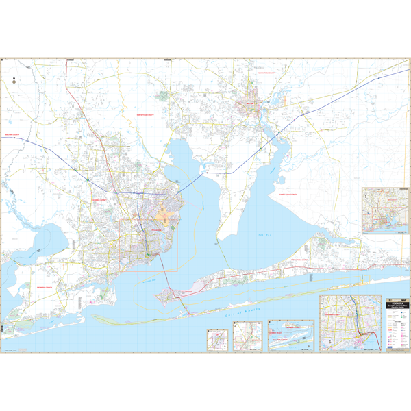 Pensacola Milton, Fl Wall Map - Large Laminated