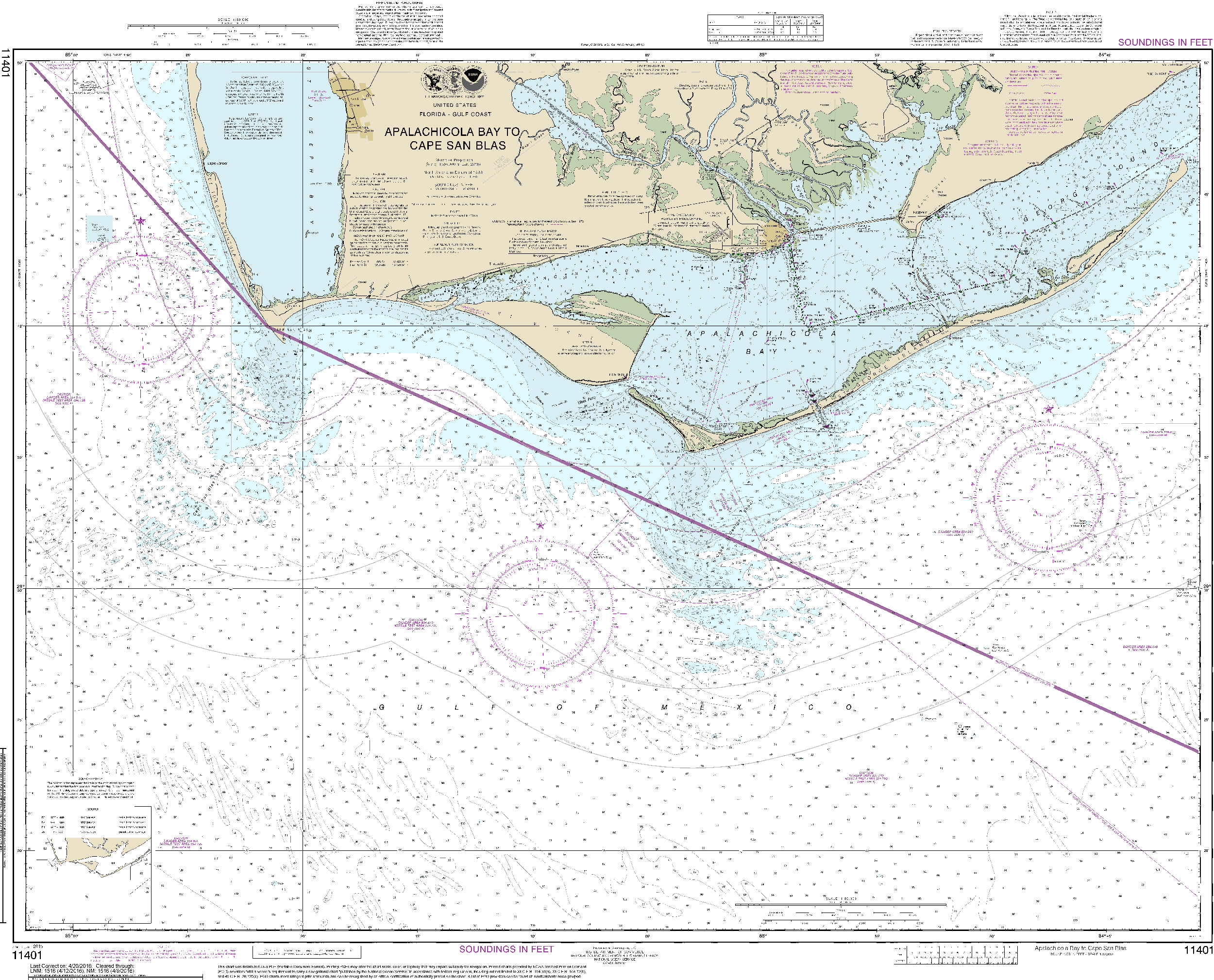 NOAA Nautical Chart 11401: Apalachicola Bay to Cape San Blas