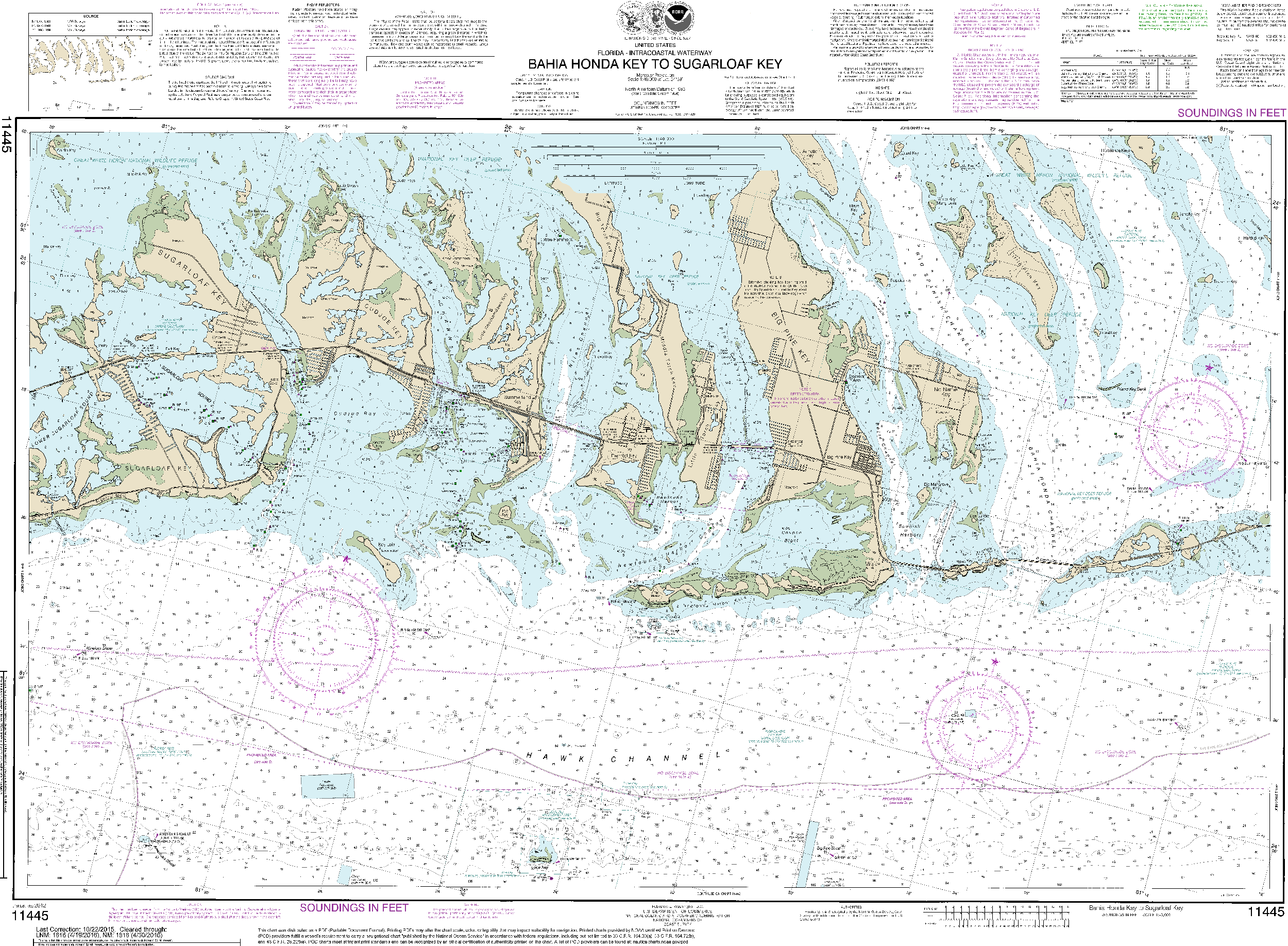 NOAA Nautical Chart 11445: Intracoastal Waterway Bahia Honda Key to Sugarloaf Key