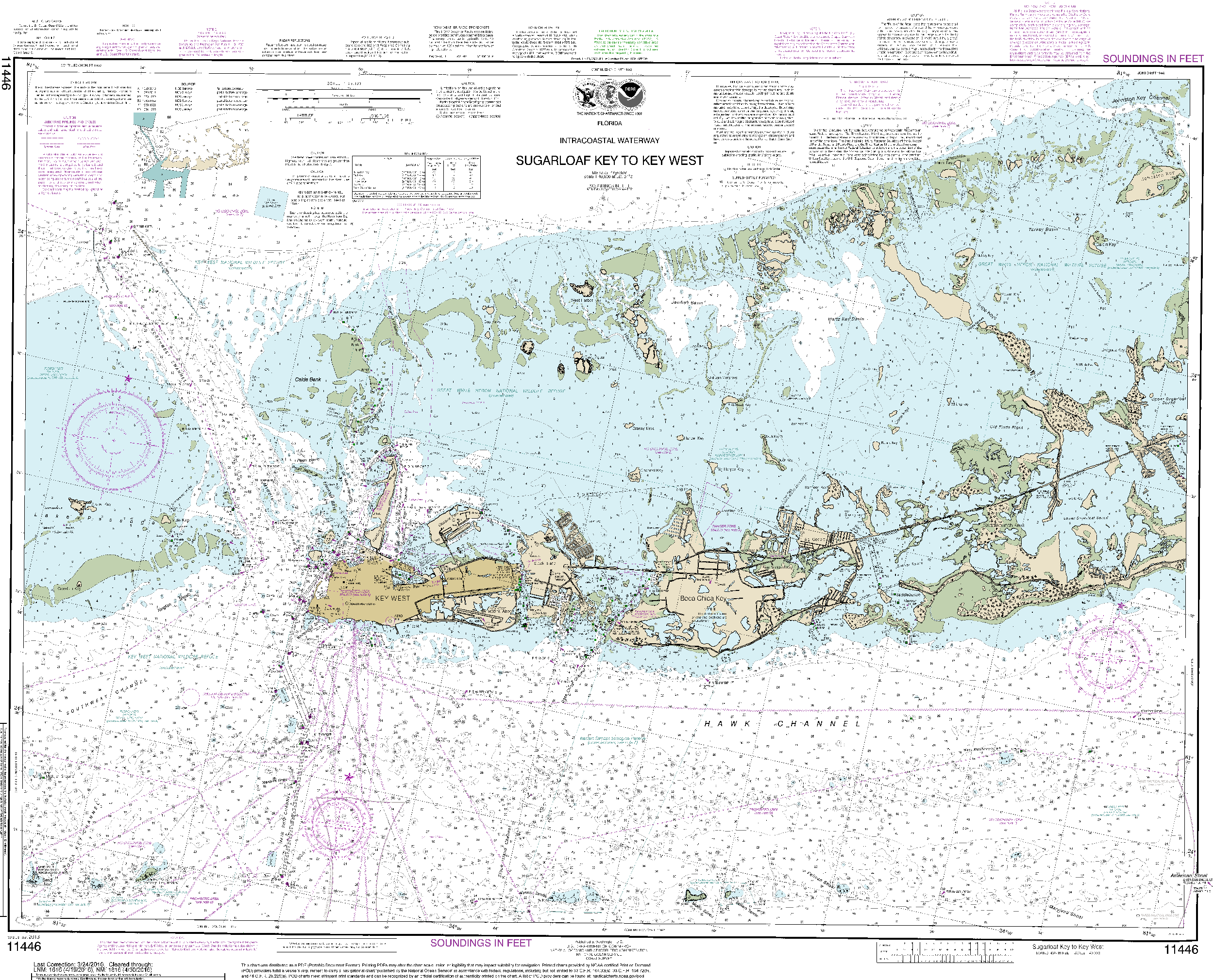 NOAA Nautical Chart 11446: Intracoastal Waterway Sugarloaf Key To Key West