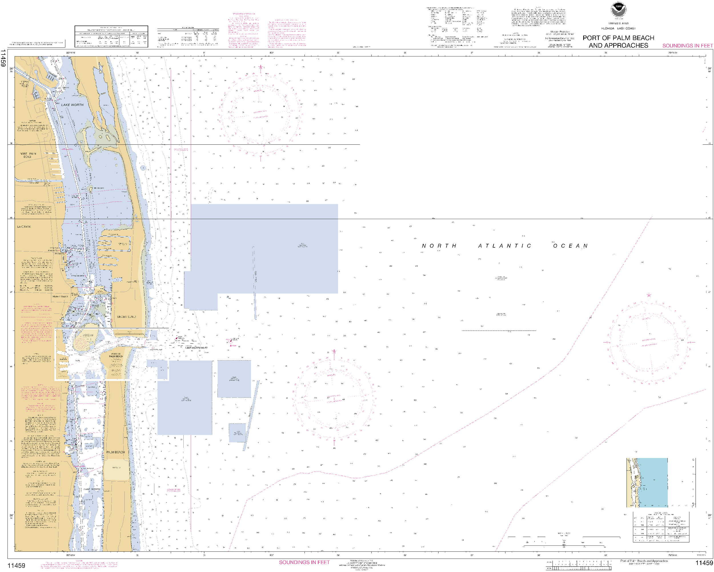 NOAA Nautical Chart 11459: Port of Palm Beach and Approaches