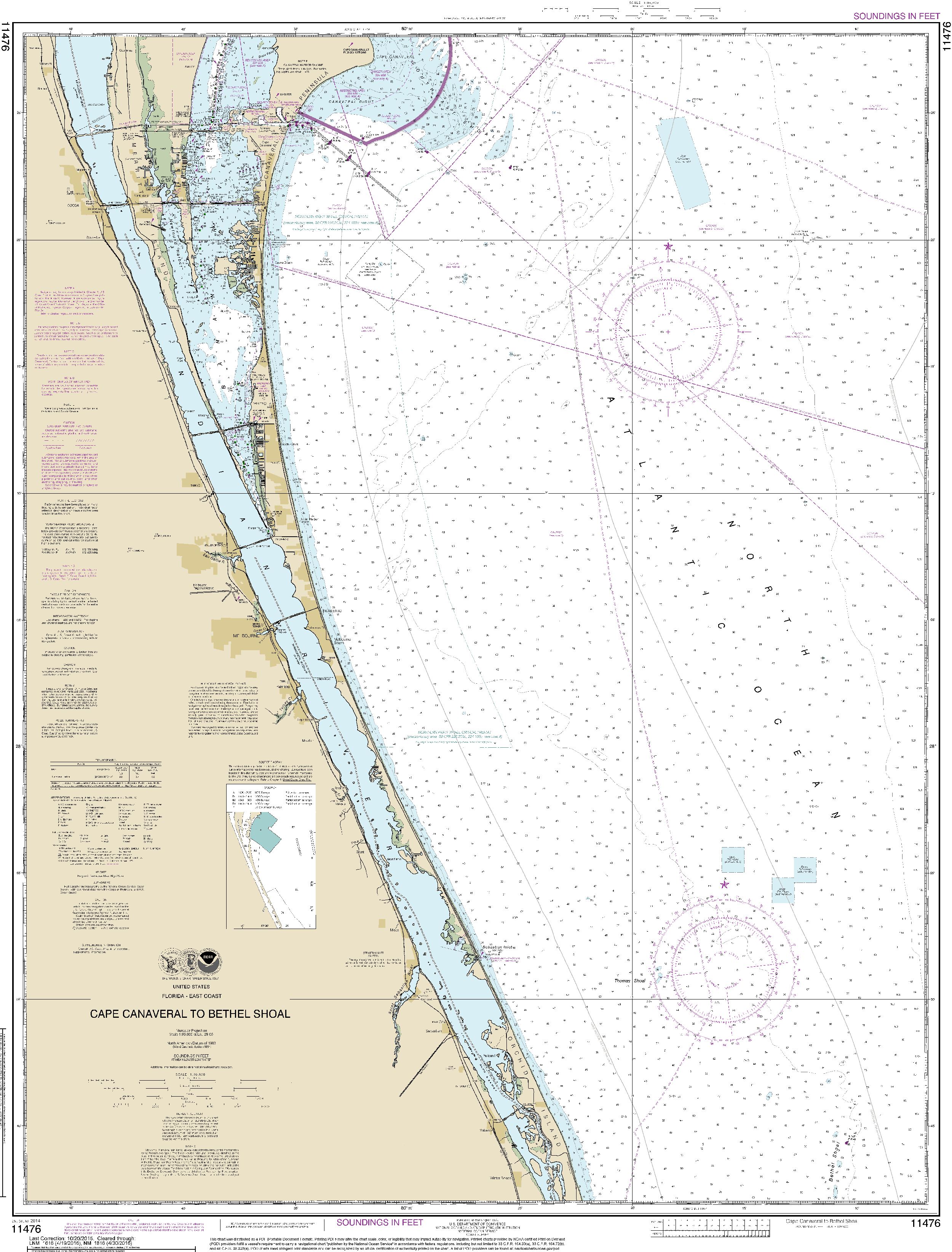 NOAA Nautical Chart 11476: Cape Canaveral to Bethel Shoal