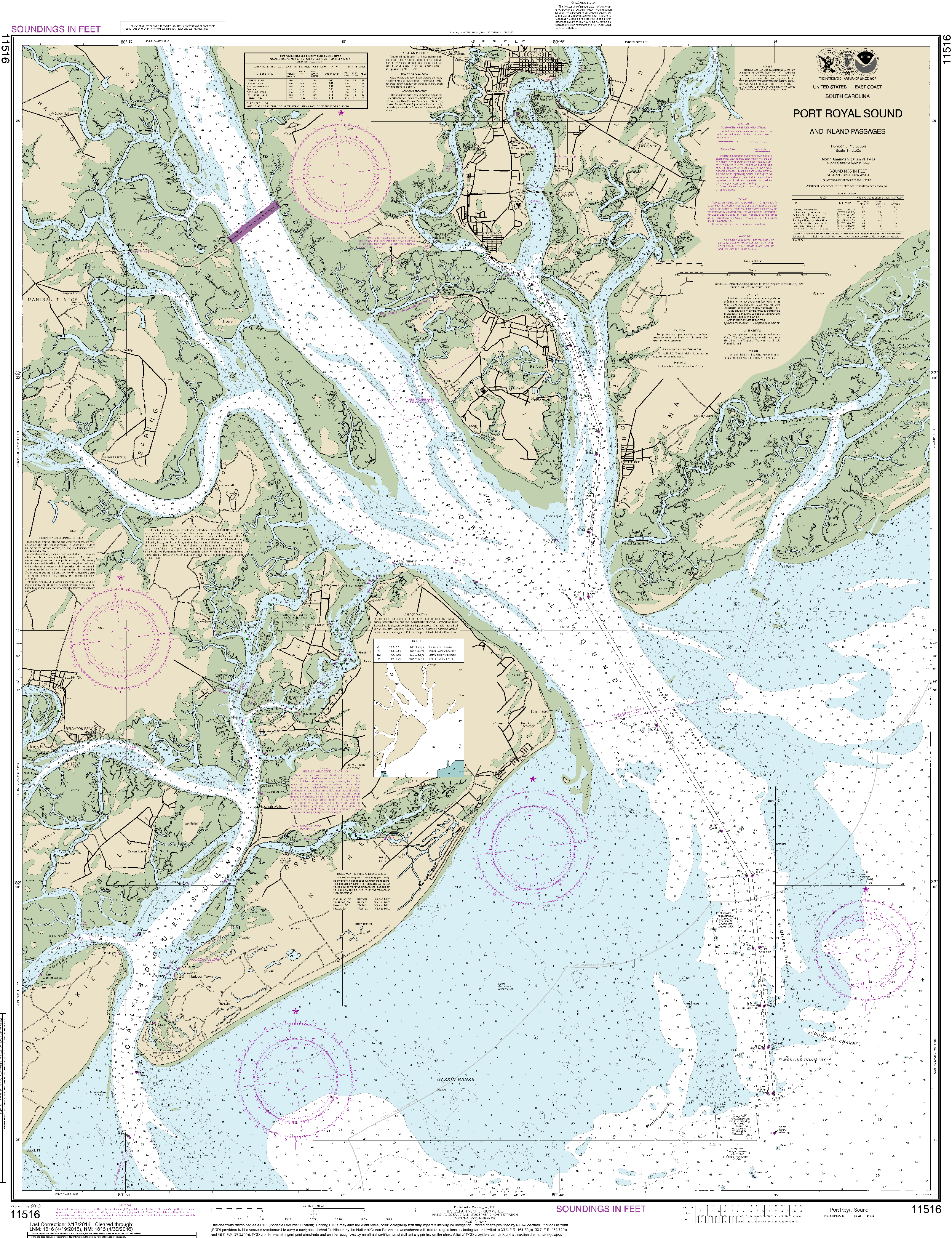 NOAA Nautical Chart 11516: Port Royal Sound and Inland Passages