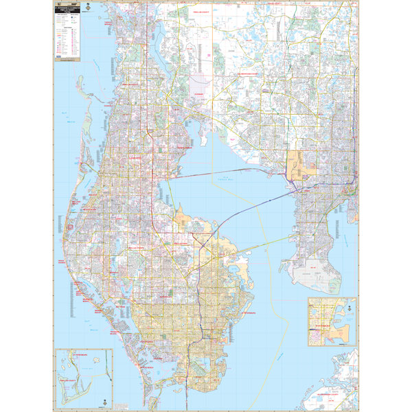 Pinellas County St Petersburg, Fl Wall Map - Large Laminated