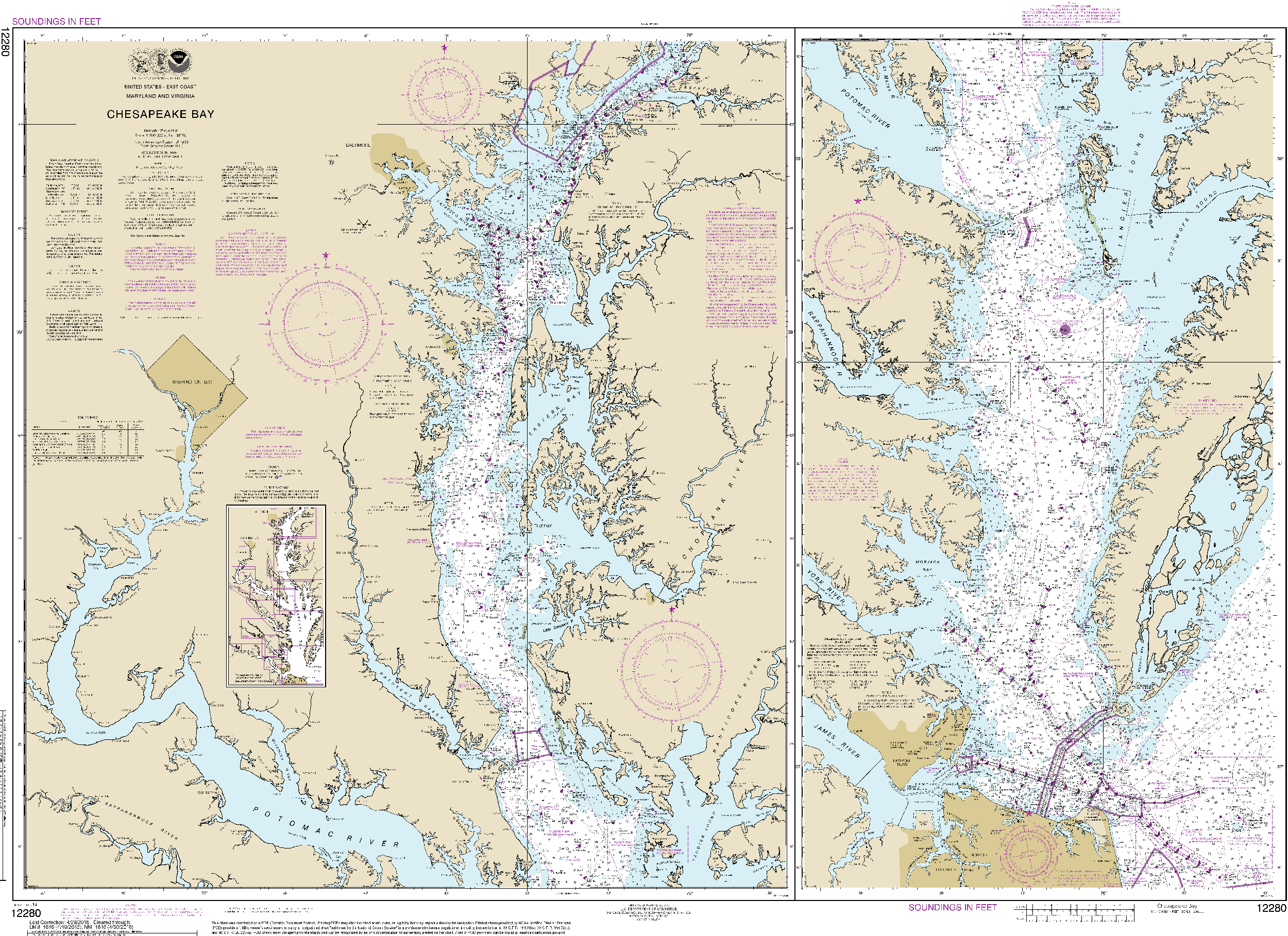 NOAA Nautical Chart 12280: Chesapeake Bay