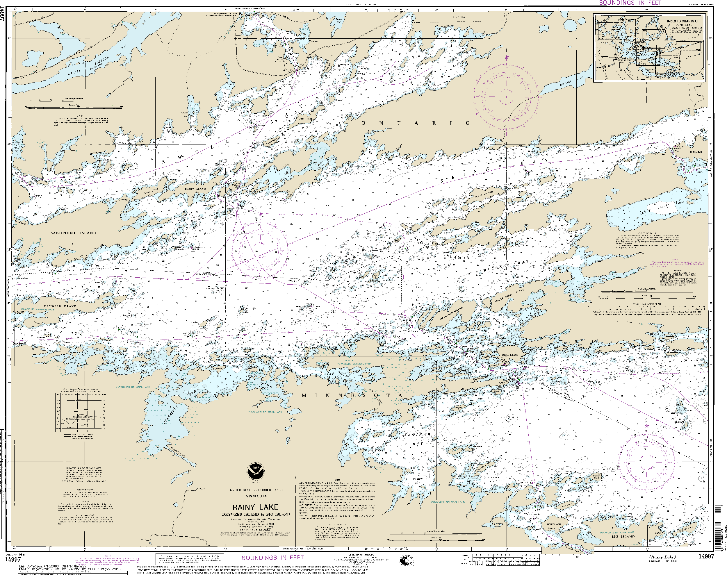NOAA Nautical Chart 14997: Rainy Lake-Dryweed Island, to Big Island