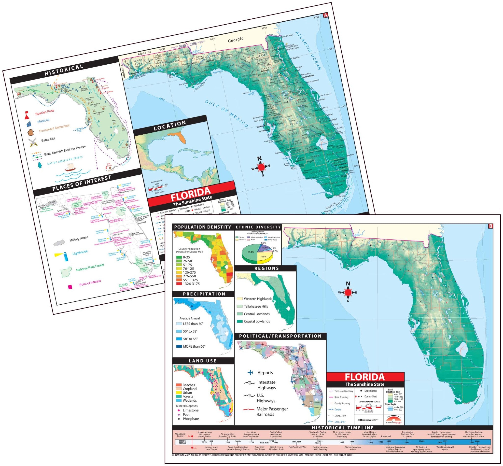 Kappa Map Group  florida state intermediate thematic deskpad map multi pack
