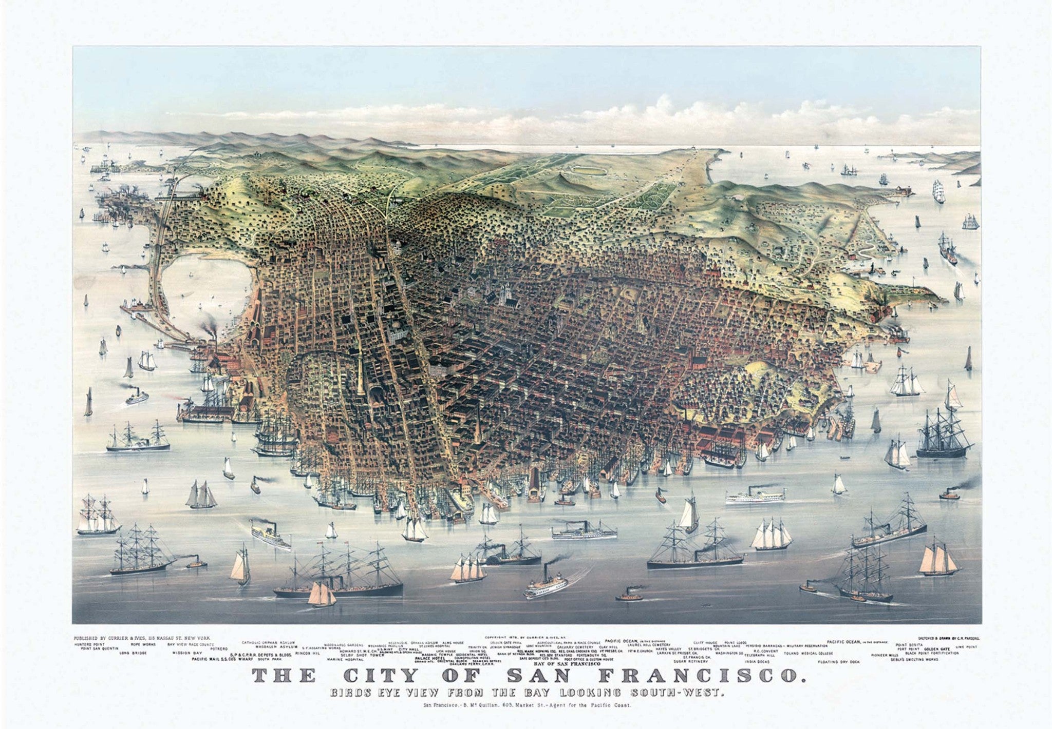 Kappa Map Group  San Francisco 1878 Historical Print Mounted Wall Map Framing Available