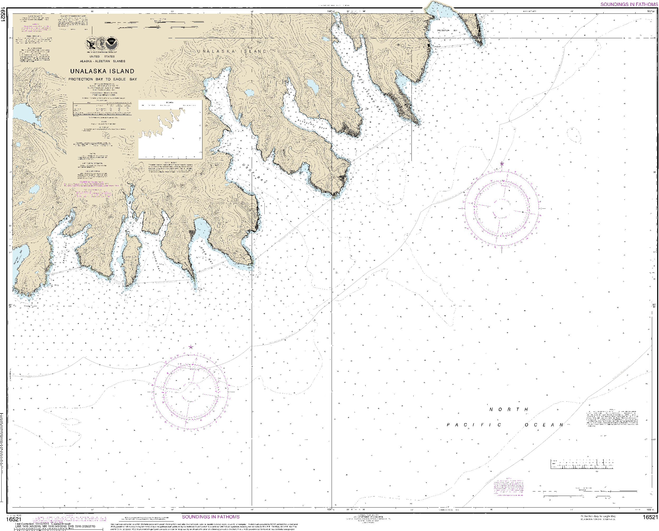 NOAA Nautical Chart 16521: Unalaska Island Protection Bay to Eagle Bay