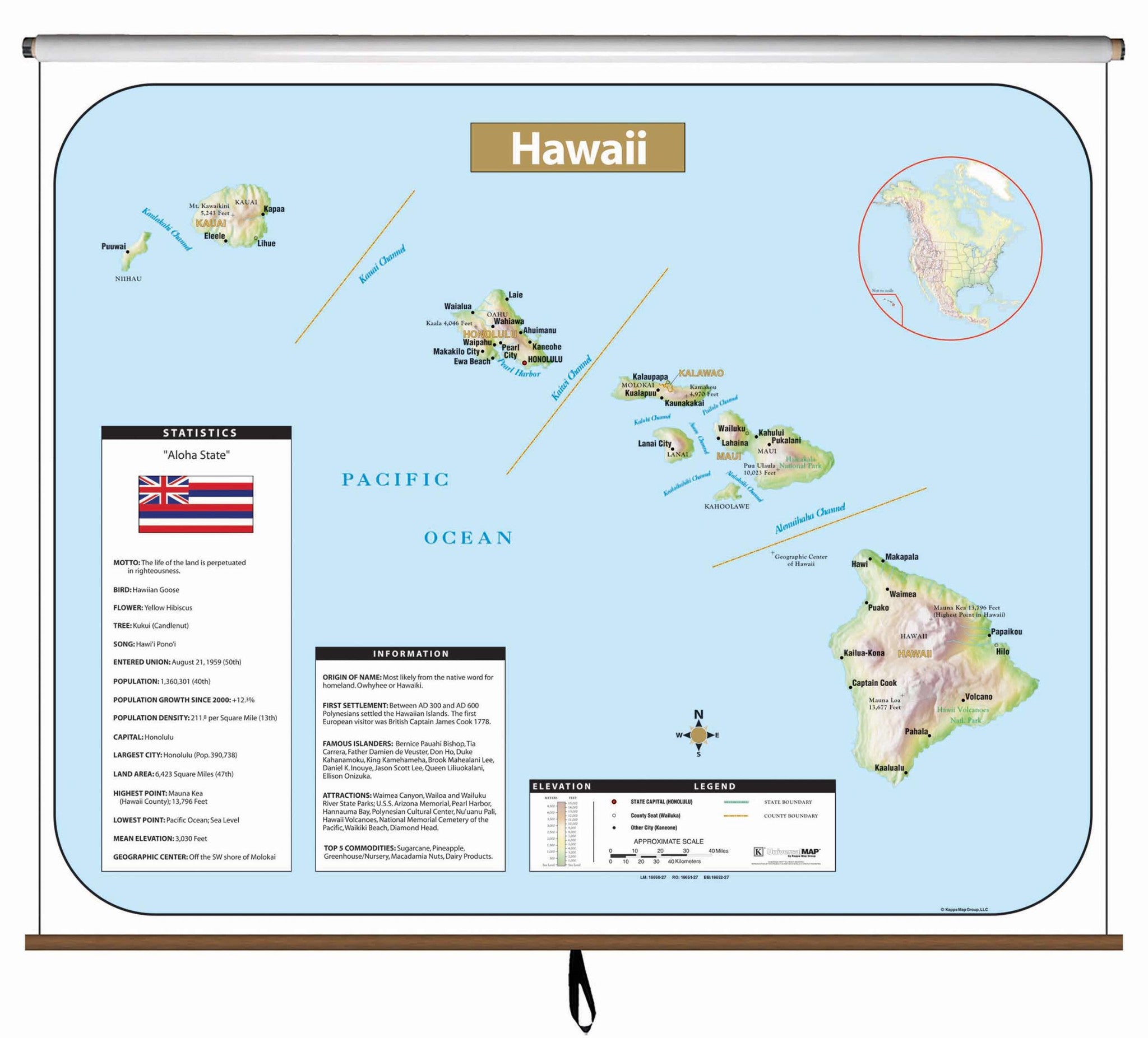 Kappa Map Group  Hawaii Large Scale Shaded Relief Wall Map