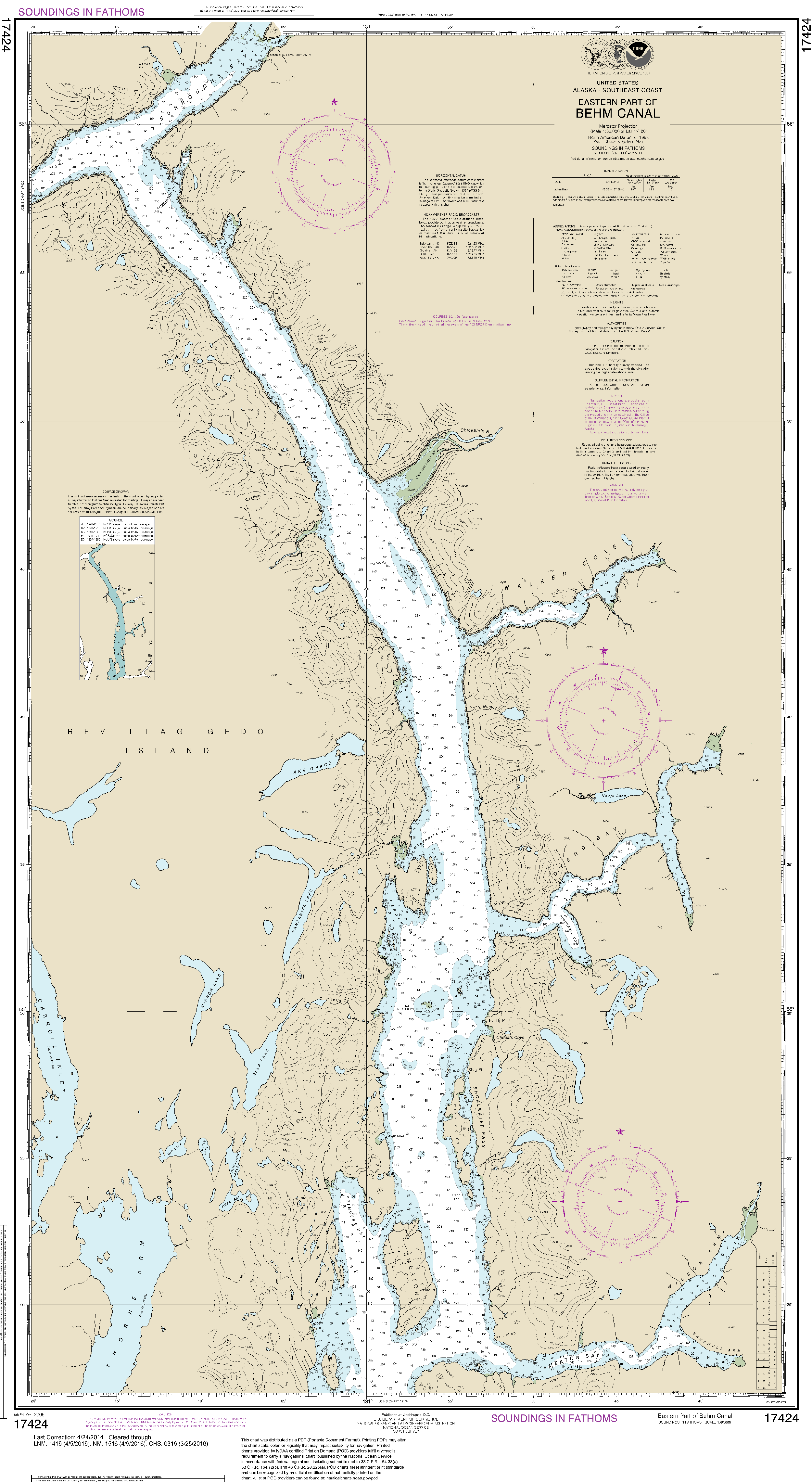 NOAA Nautical Chart 17424: Behm Canal-eastern part