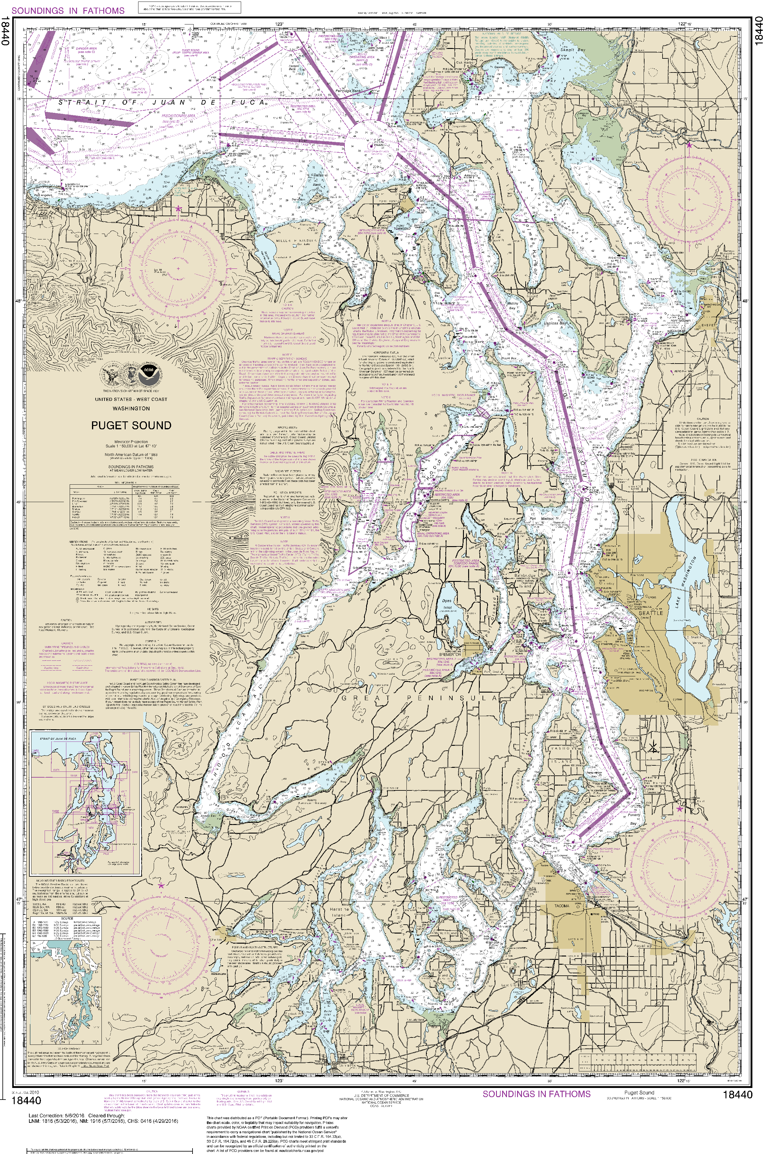 NOAA Nautical Chart 18440: Puget Sound