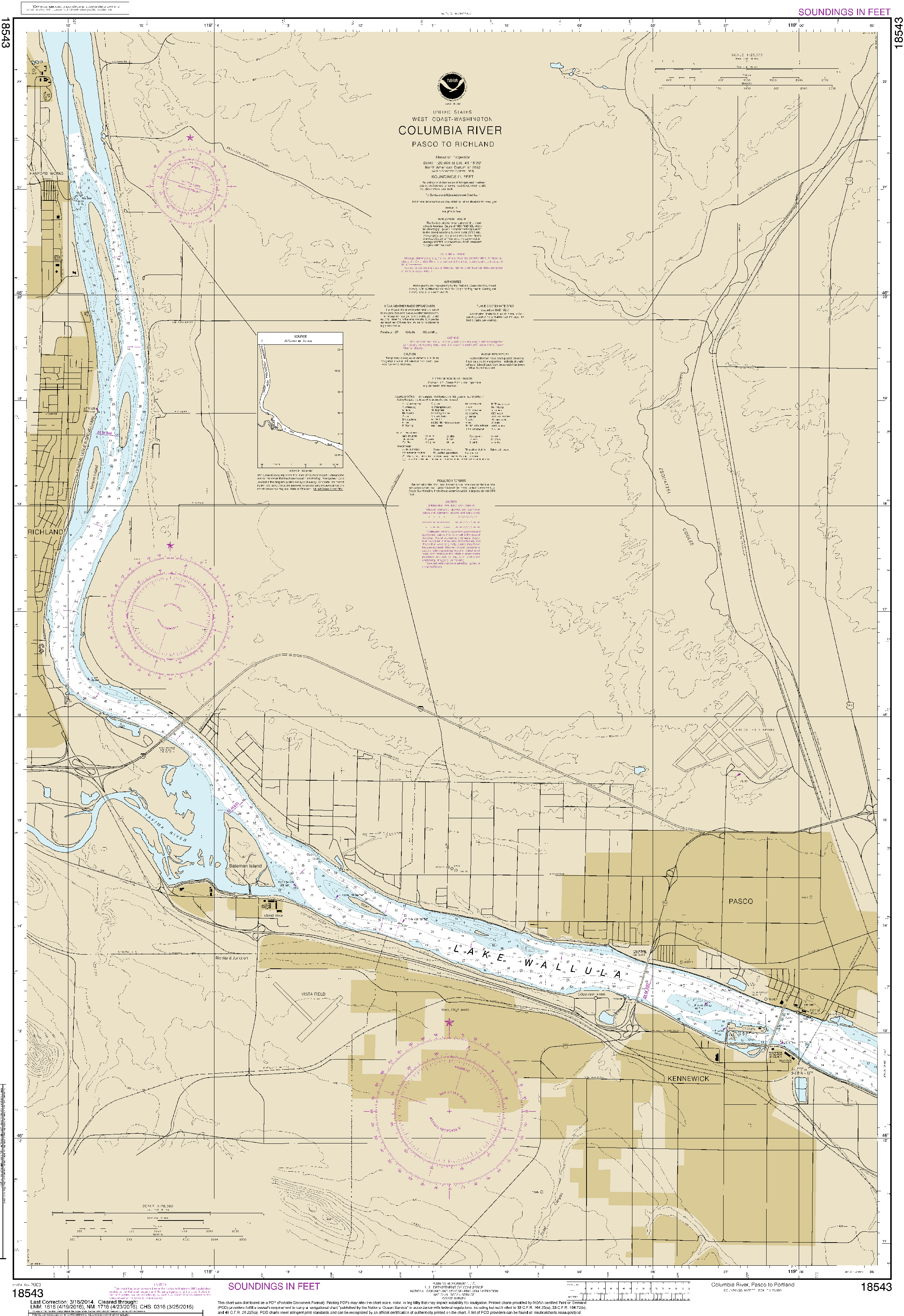 NOAA Nautical Chart 18543: Columbia River Pasco to Richland