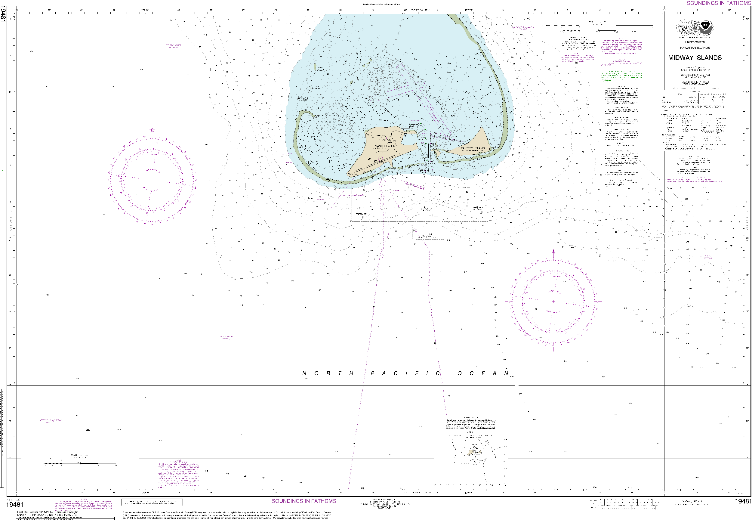 NOAA Nautical Chart 19481: Hawaiƒ??ian Islands Midway Islands