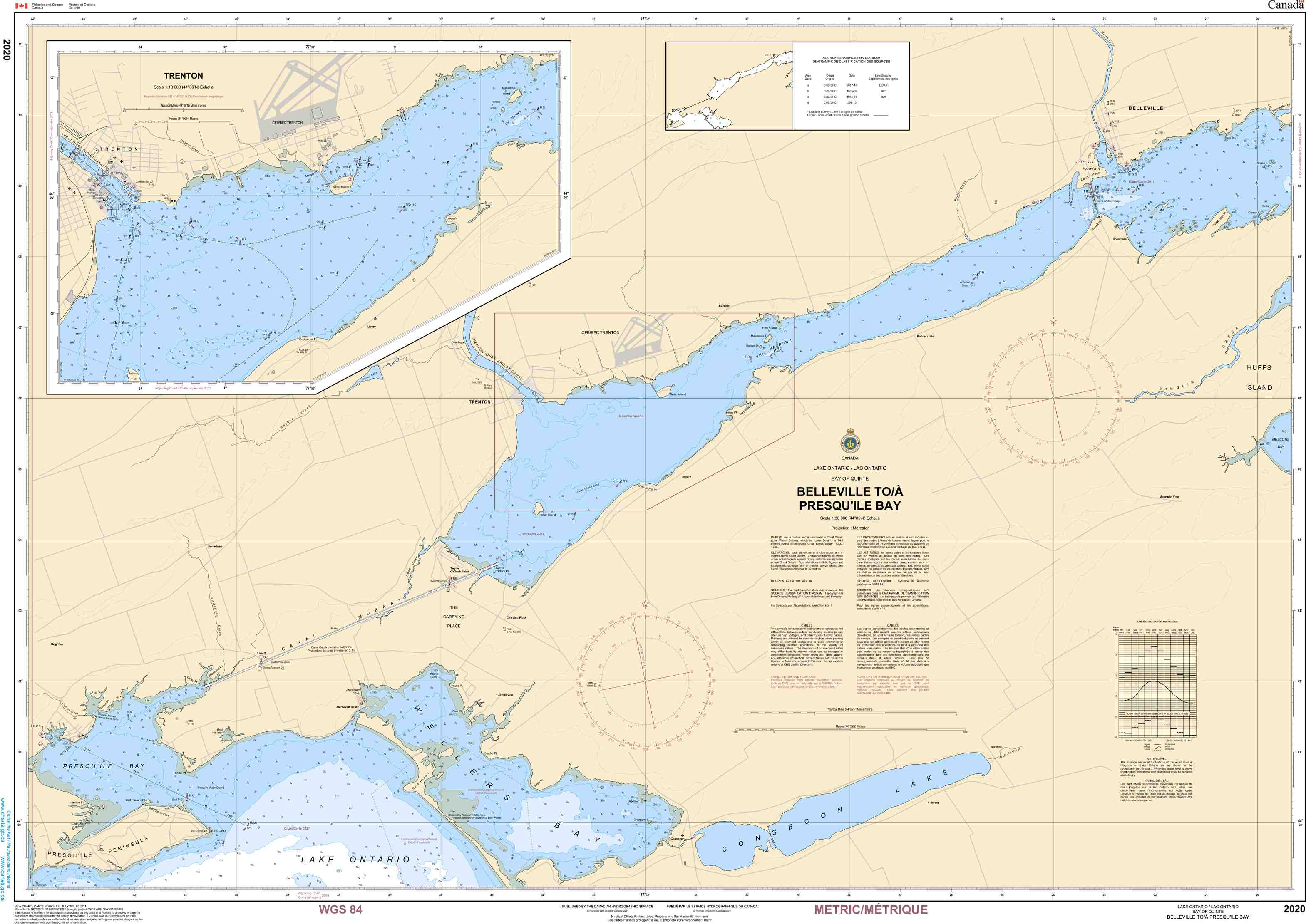 Canadian Hydrographic Service Nautical Chart CHS2020 : Chart CHSBelleville Toa Presquile Bay
