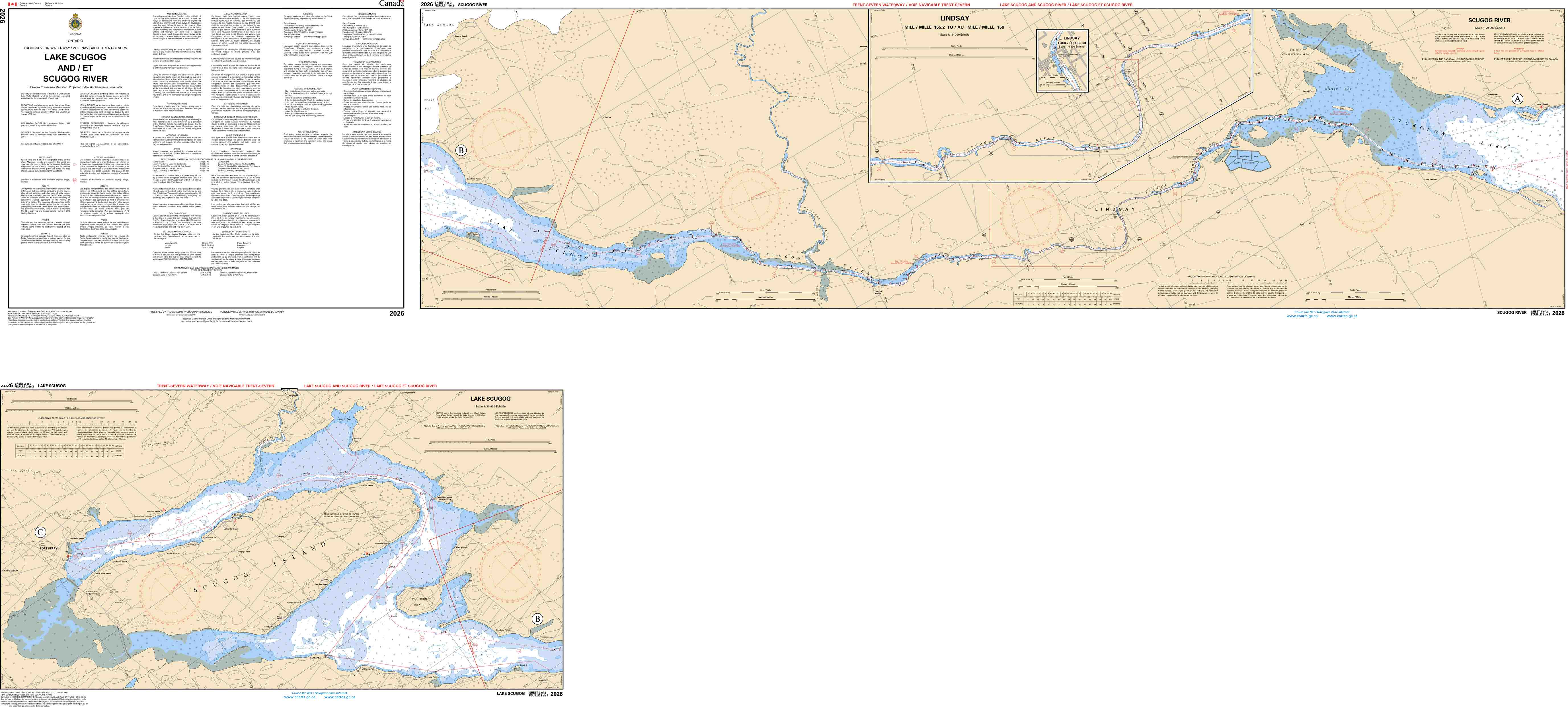 Canadian Hydrographic Service Nautical Chart CHS2026: Lake Scugog and/et Scugog River