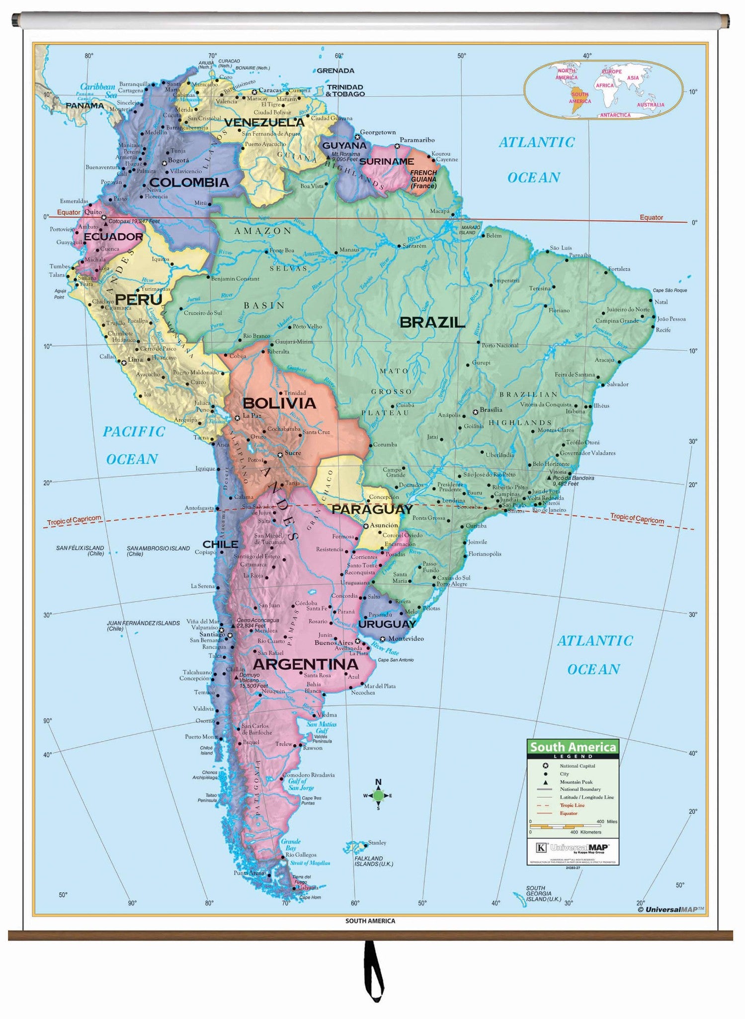 Kappa Map Group  South America Primary Classroom Wall Map