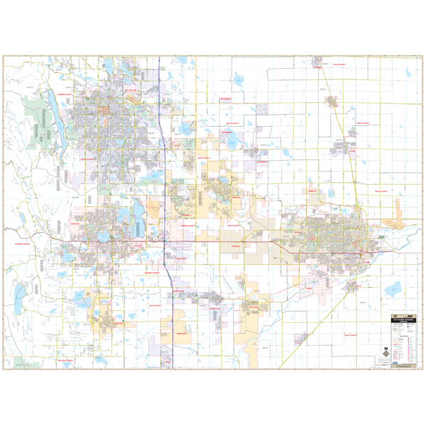 Ft Collins And Greeley, Co Wall Map - Large Laminated