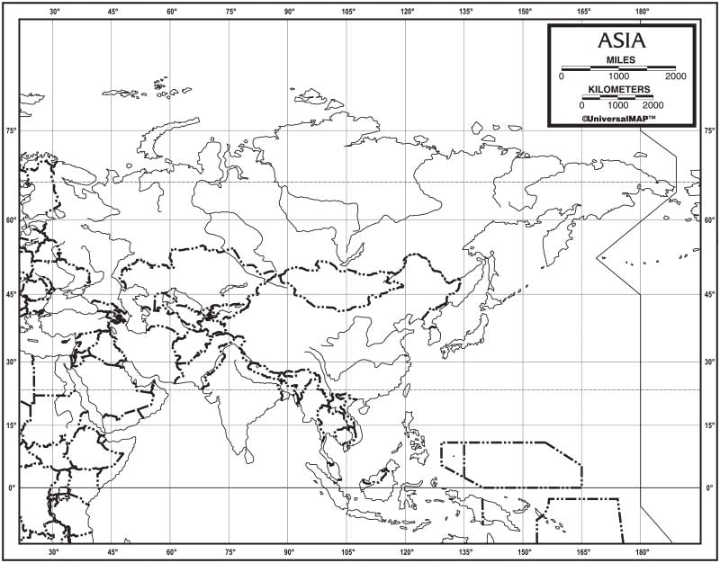 blank asia physical map