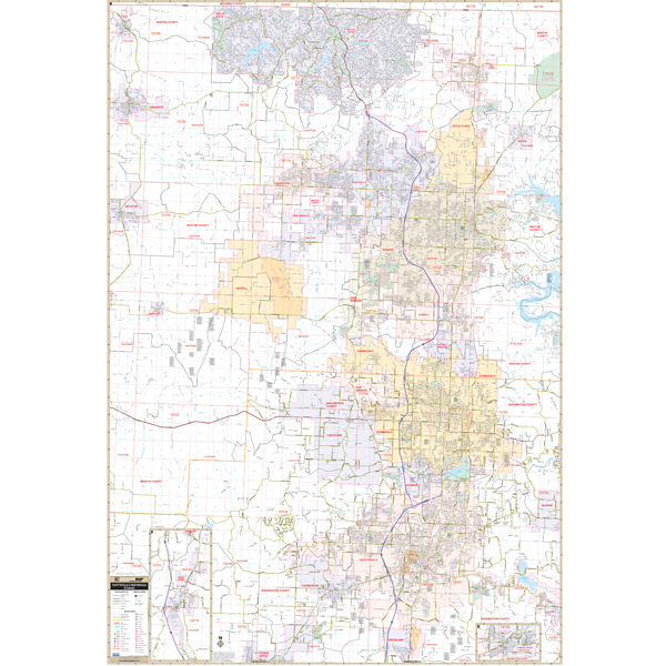 Fayetteville Bentonville, Ar Wall Map - Large Laminated