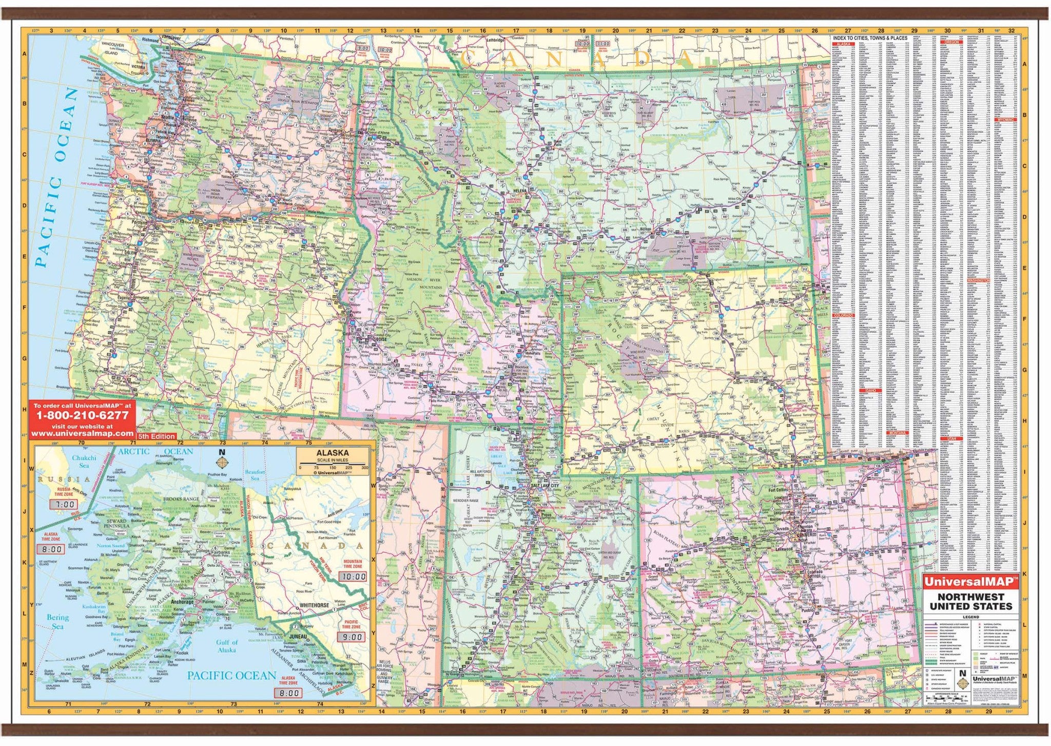 US North West Wall Map