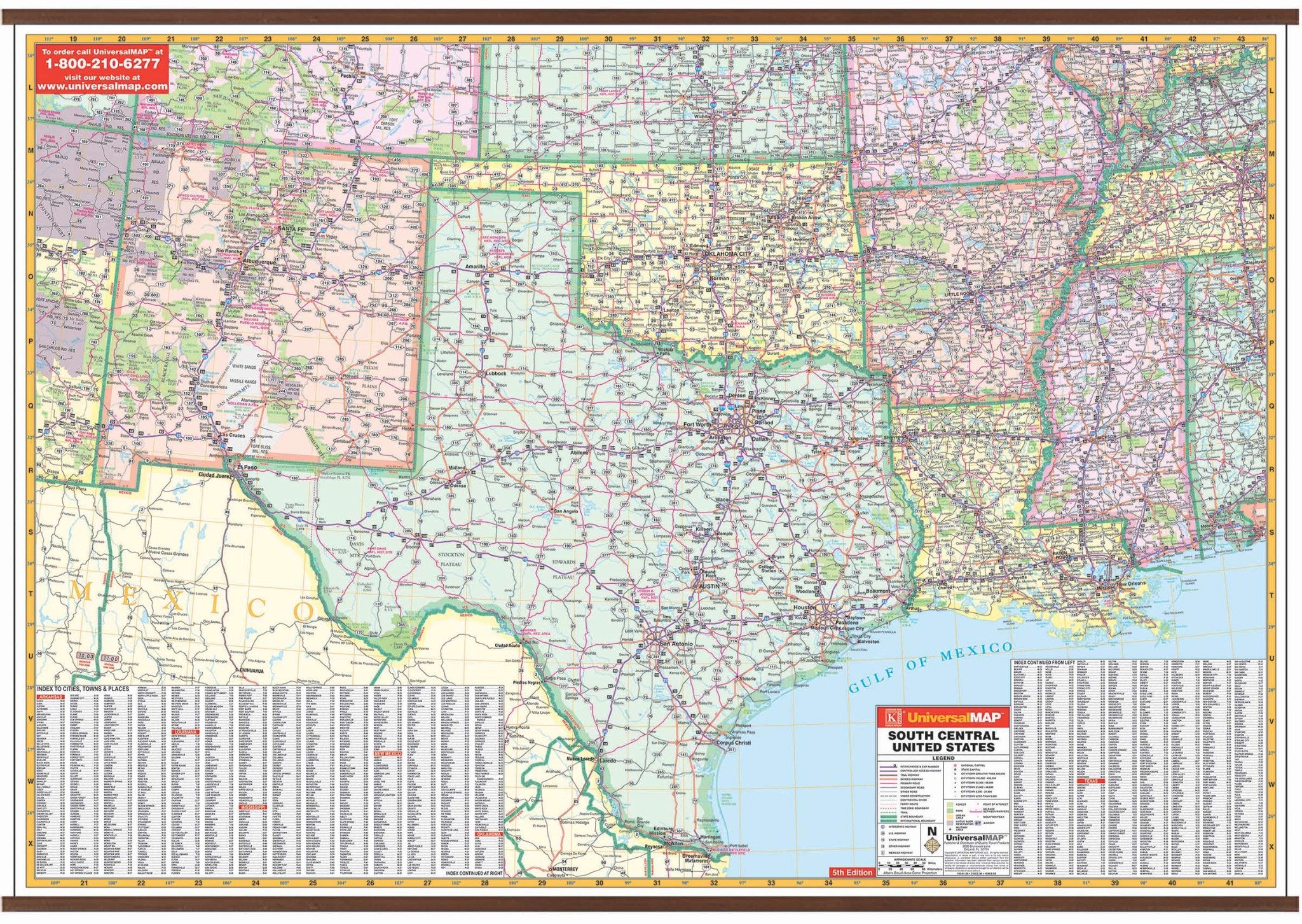 US South Central Wall Map