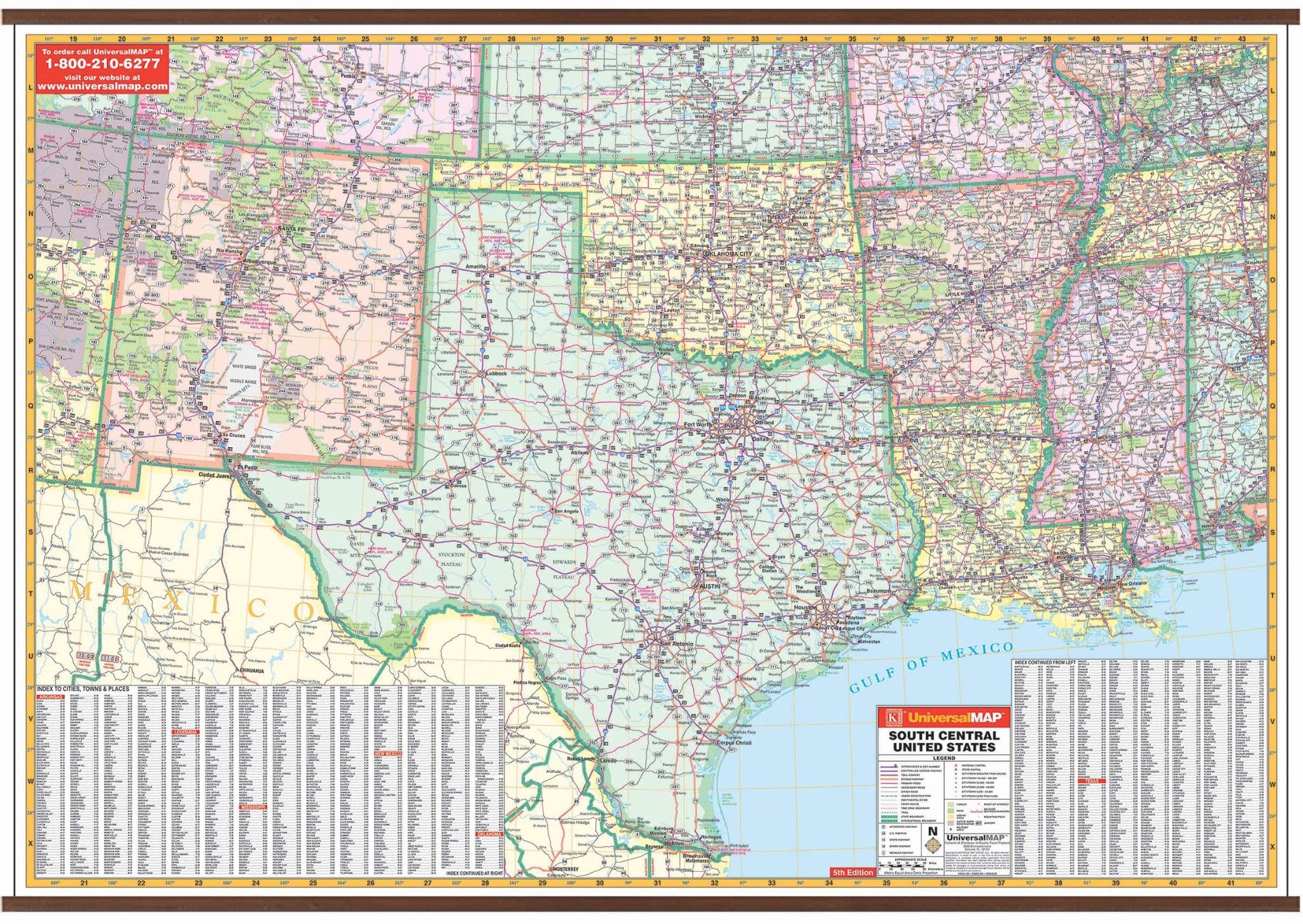 US South Central Wall Map