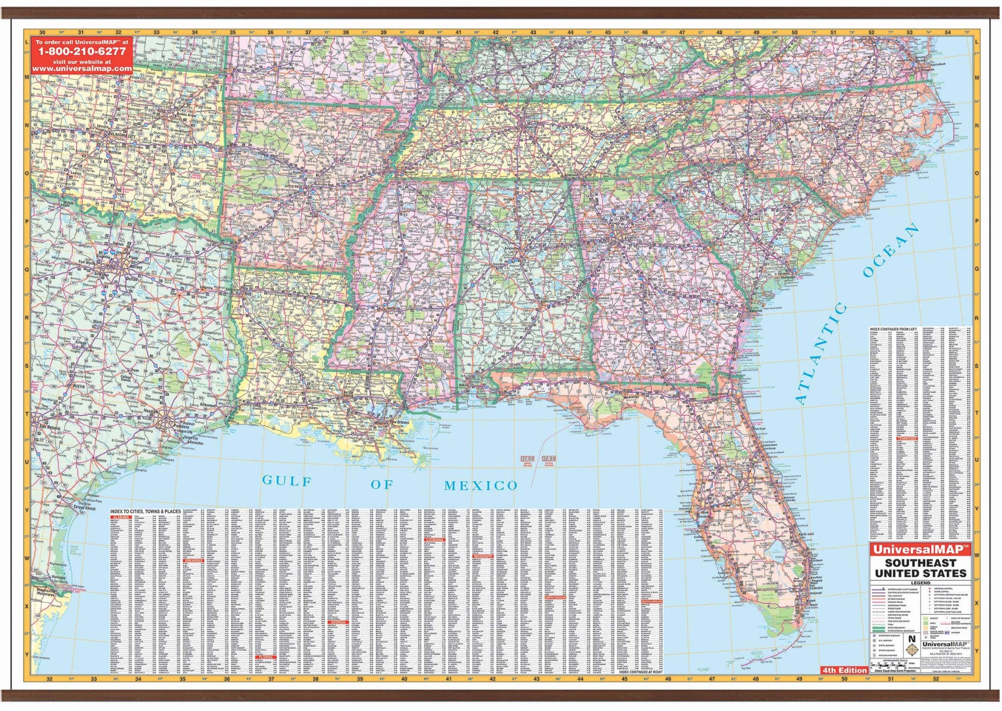 US Southeast & Louisiana Wall Map