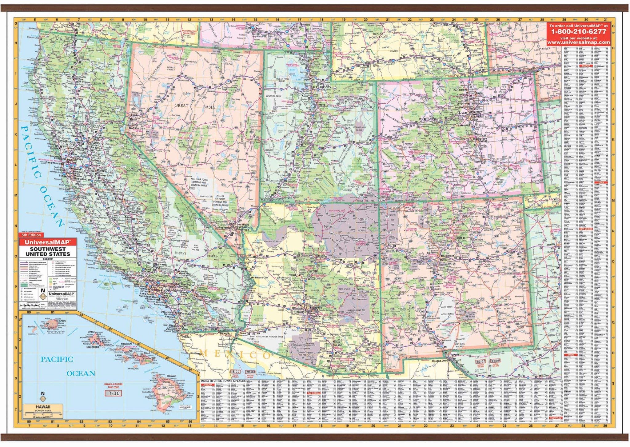 US Southwestern Wall Map