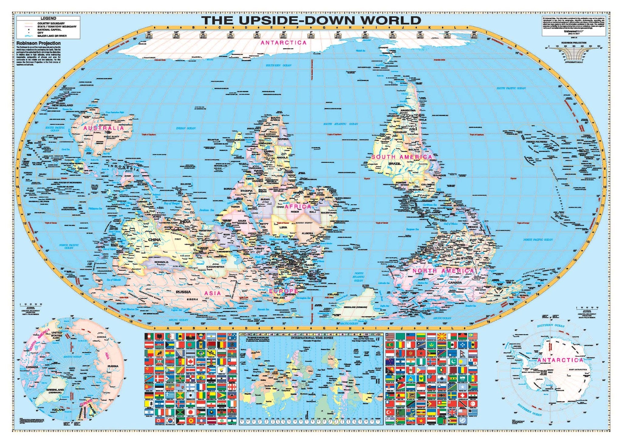 Kappa Map Group  Upside Down World Wall Map