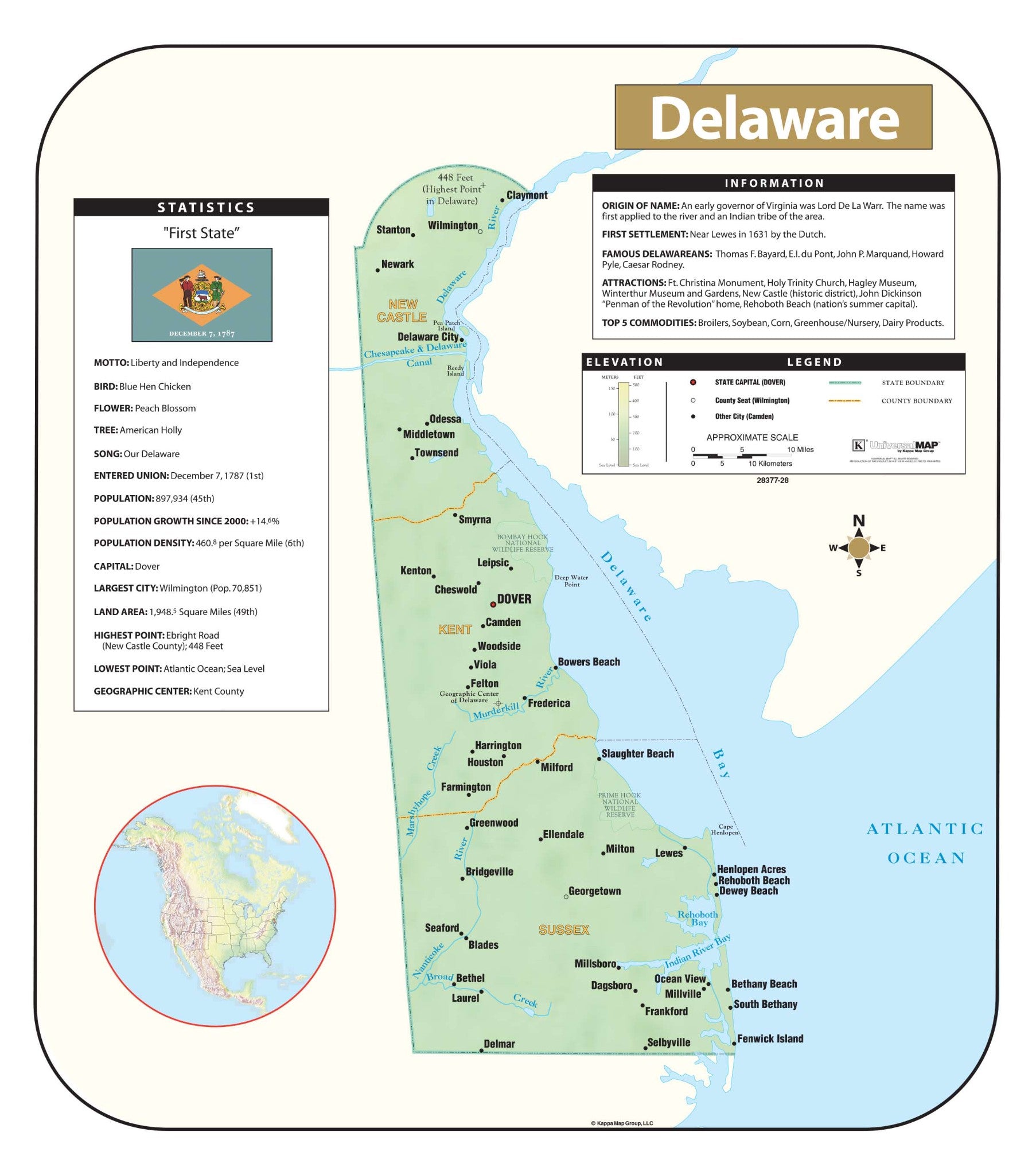 Kappa Map Group Delaware Shaded Relief Map