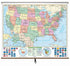 US/World Essential Combo Classroom Pull Down Wall Map