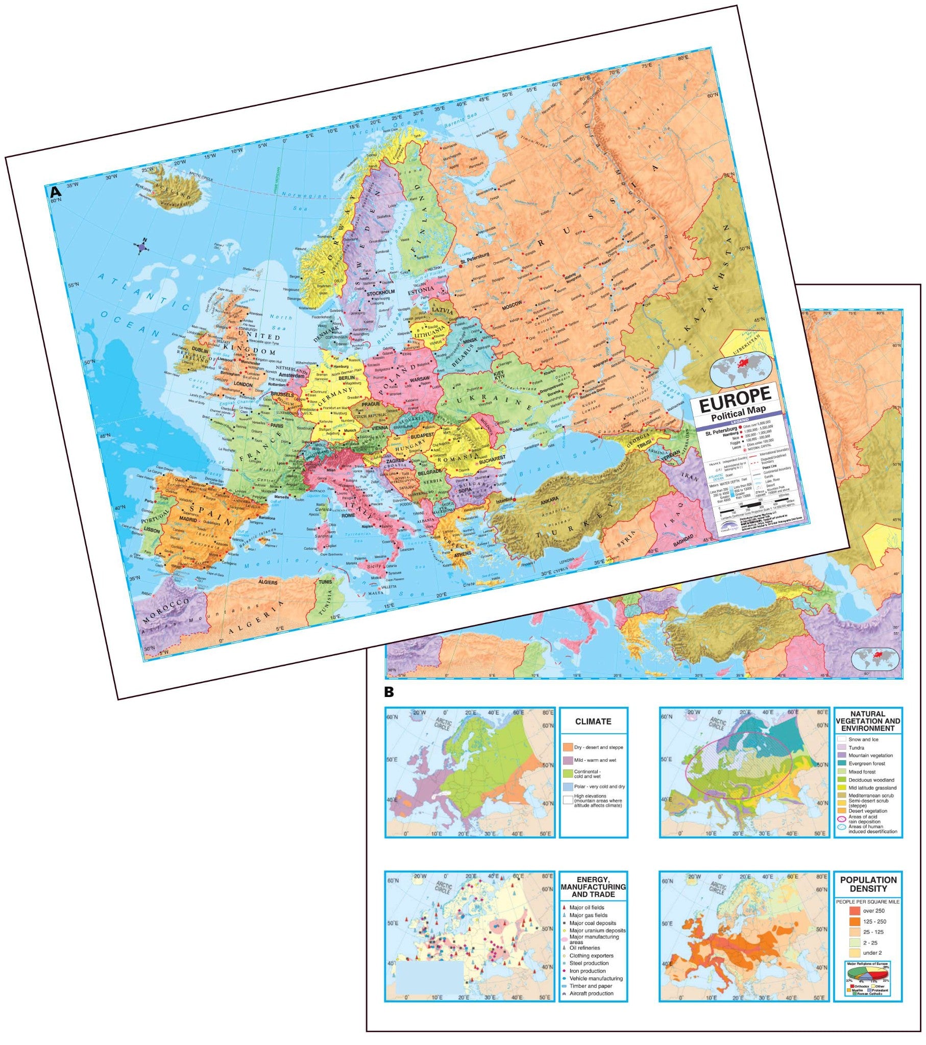 Kappa Map Group  europe advanced political deskpad map multi pack