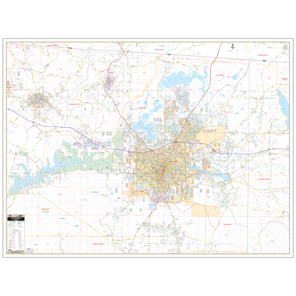 Tallahassee Leon Co, Fl Wall Map - Large Laminated