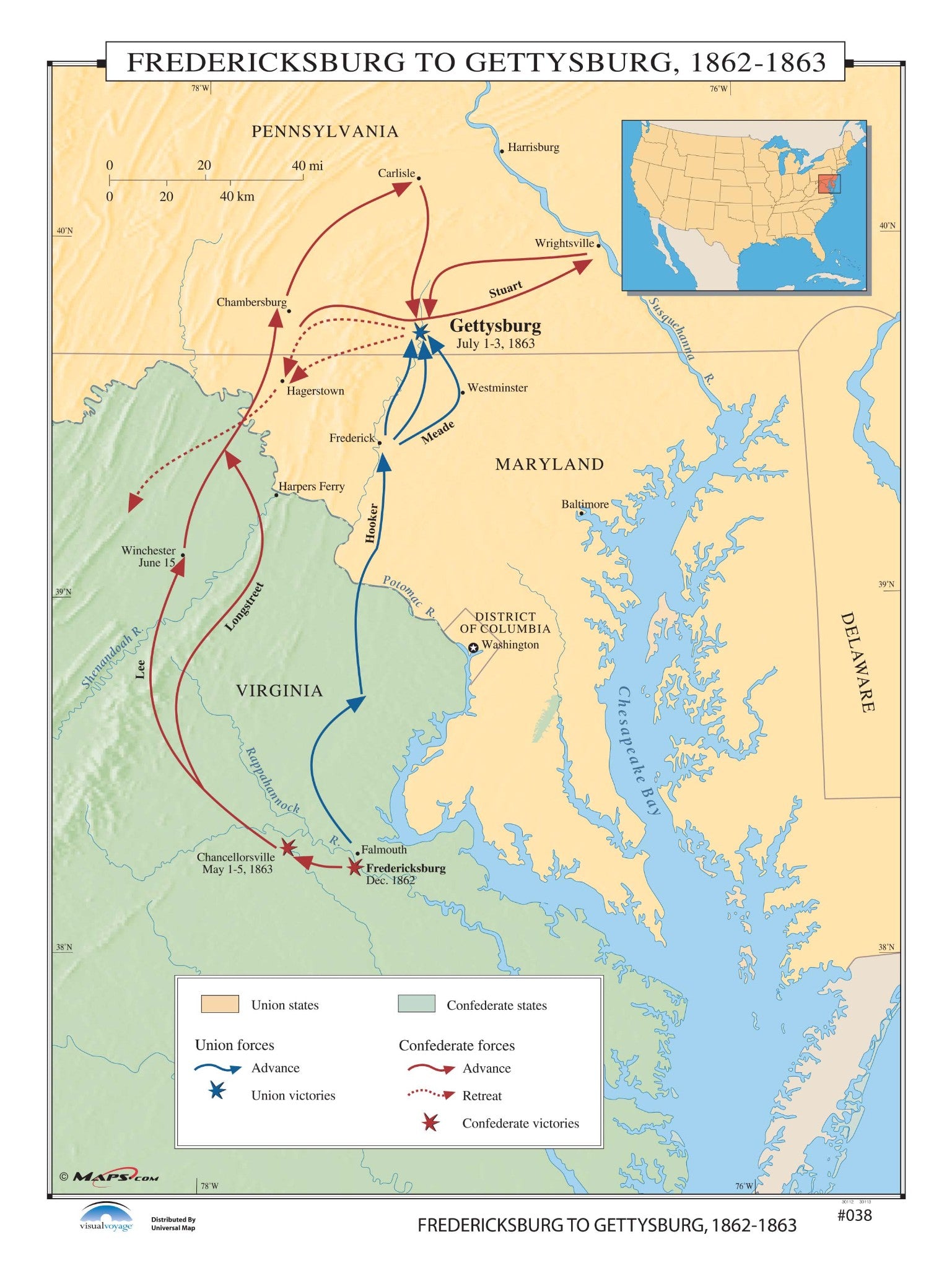 Kappa Map Group  038 Fredericksburg To Gettysburg 1862 1863